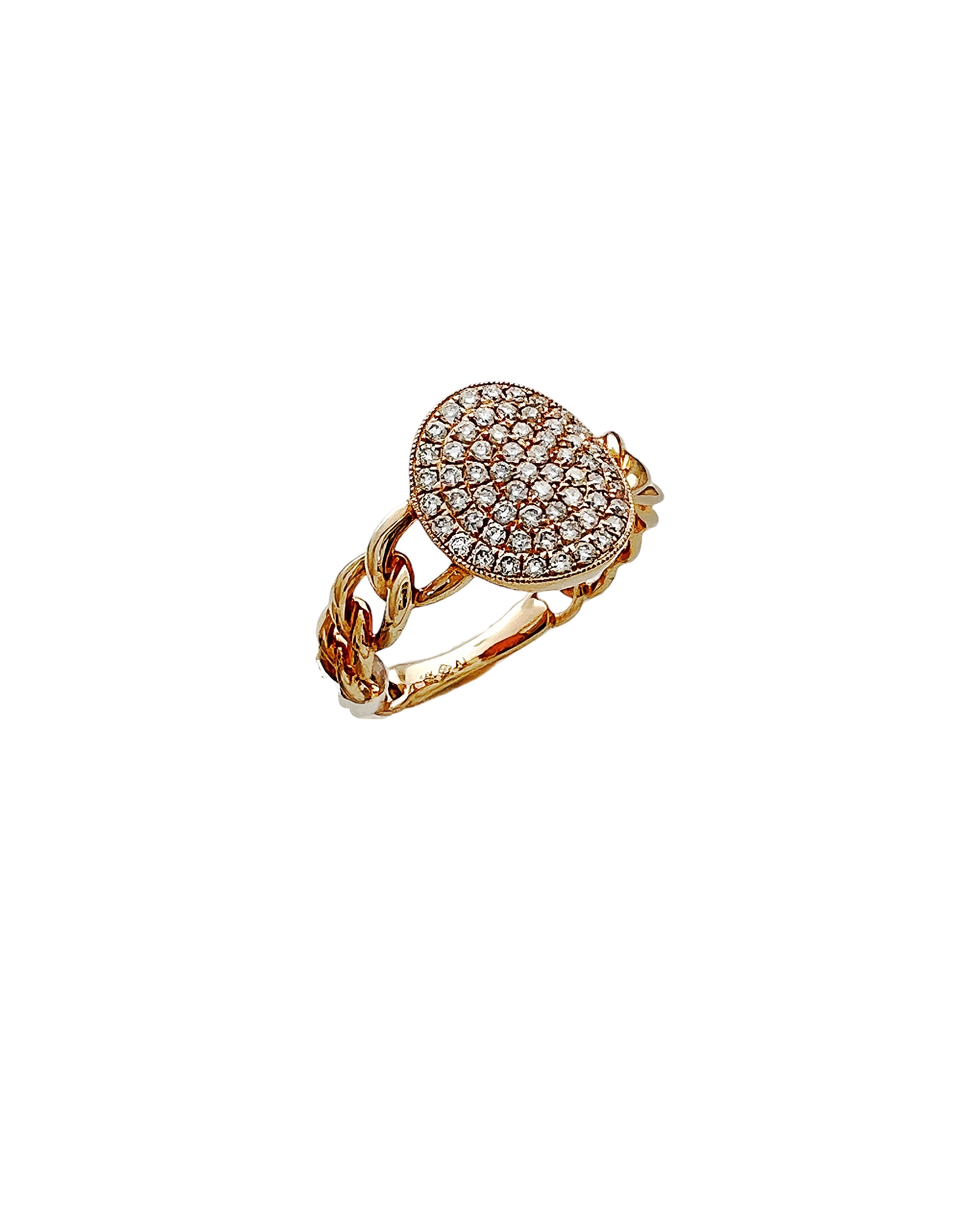 0.39 Carats Diamonds VS2 Set In 14 Karat Yellow Gold Cuban Ring
