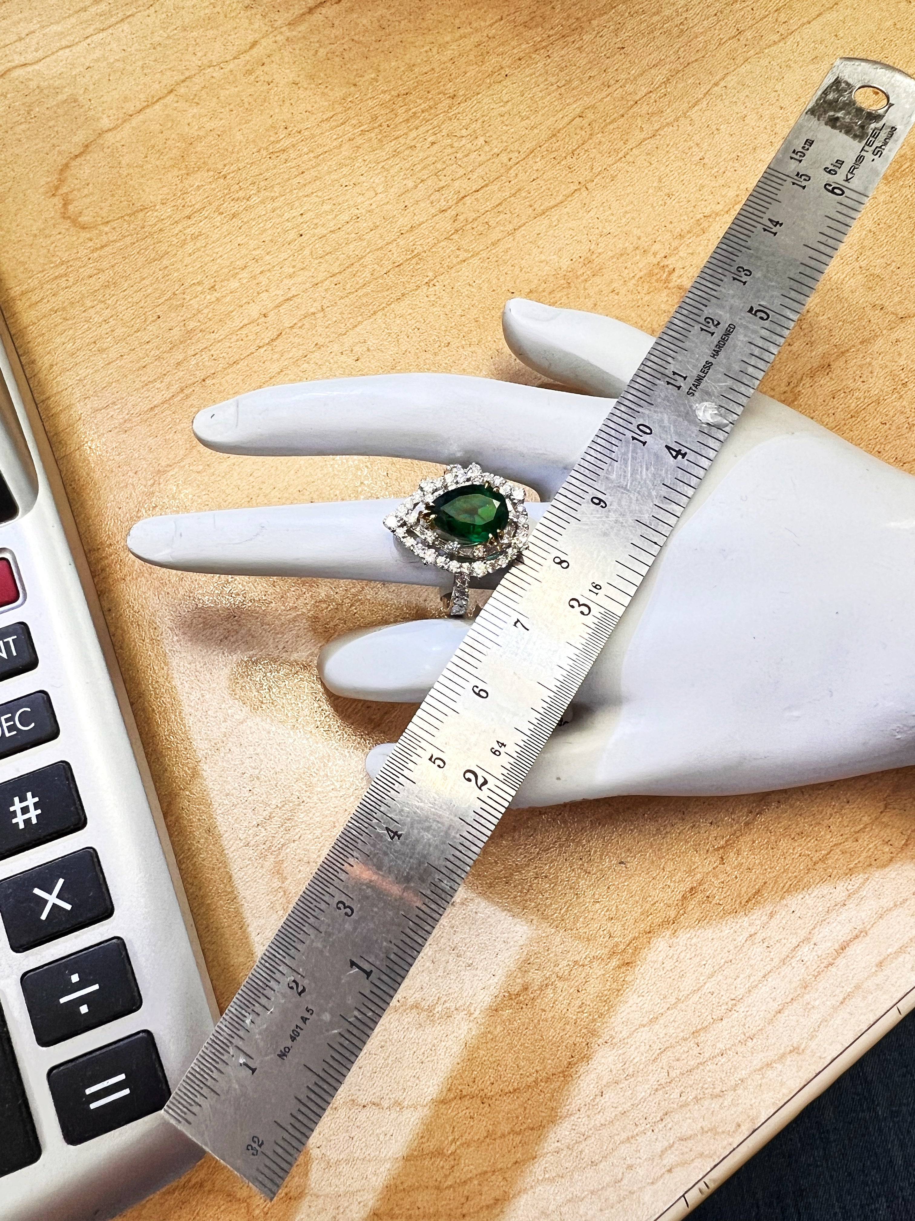 2.10 Carats Trapiche Colombian Emerald, No-Oil (Certified) & 1.28 Carats Diamonds VS2 Set 18K White & Yellow Gold Ring