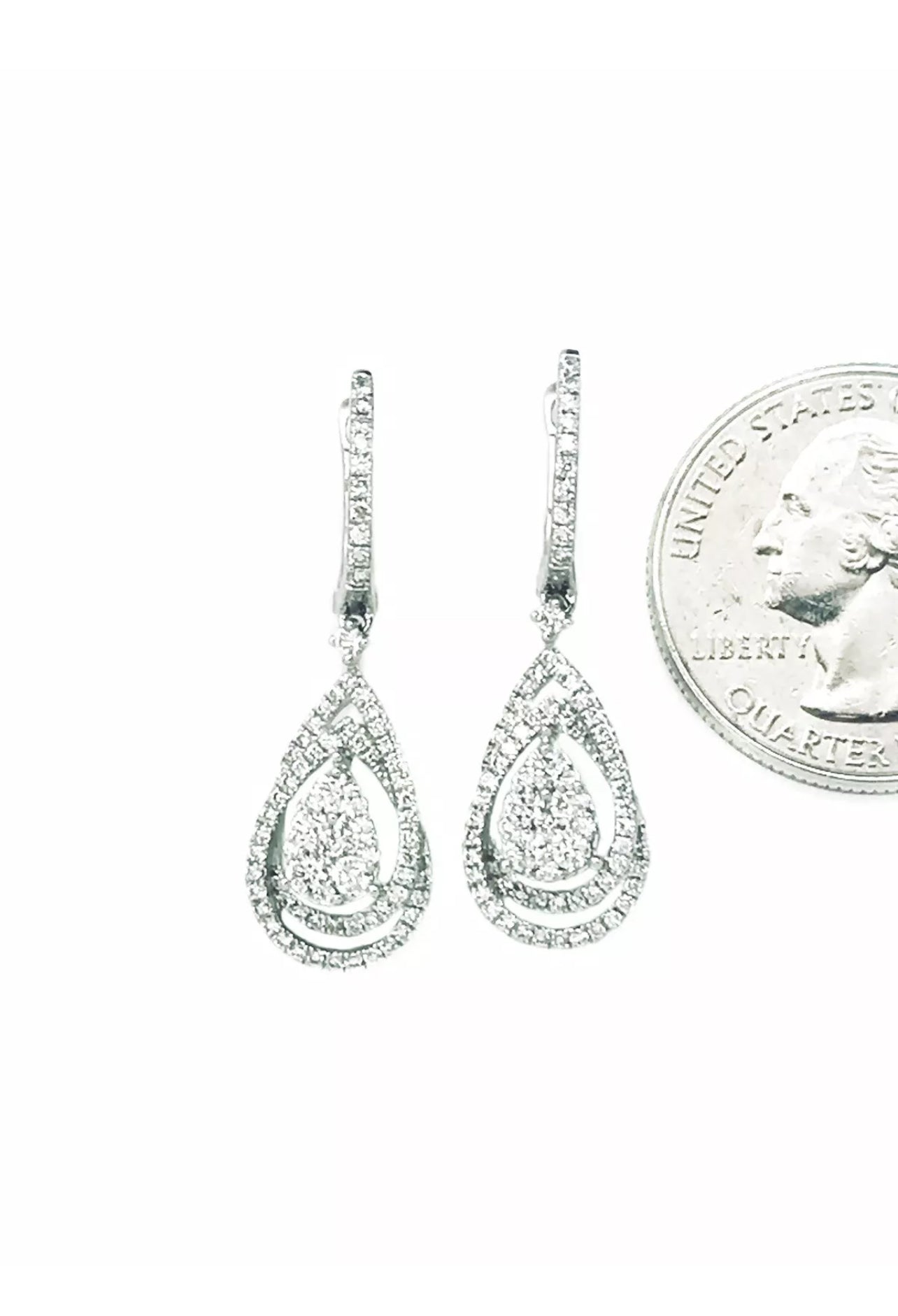 1.55 Total Carat Weight Diamonds 18K White Gold Earrings