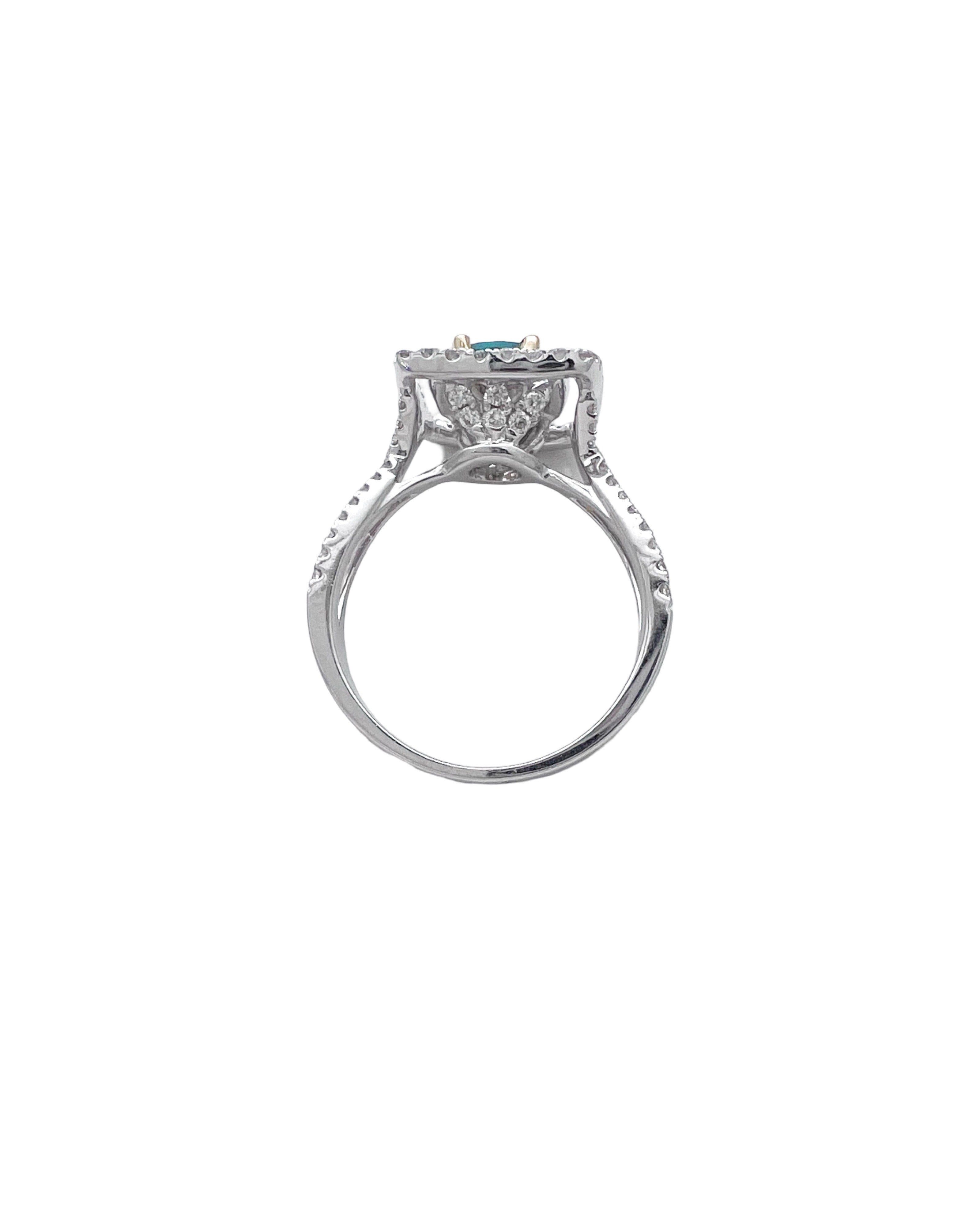 0.56 Carats Alexandrite GIA (Certified) & 0.92 Carats Diamonds VS2 Set In 18 Karat White-Yellow Gold Ring