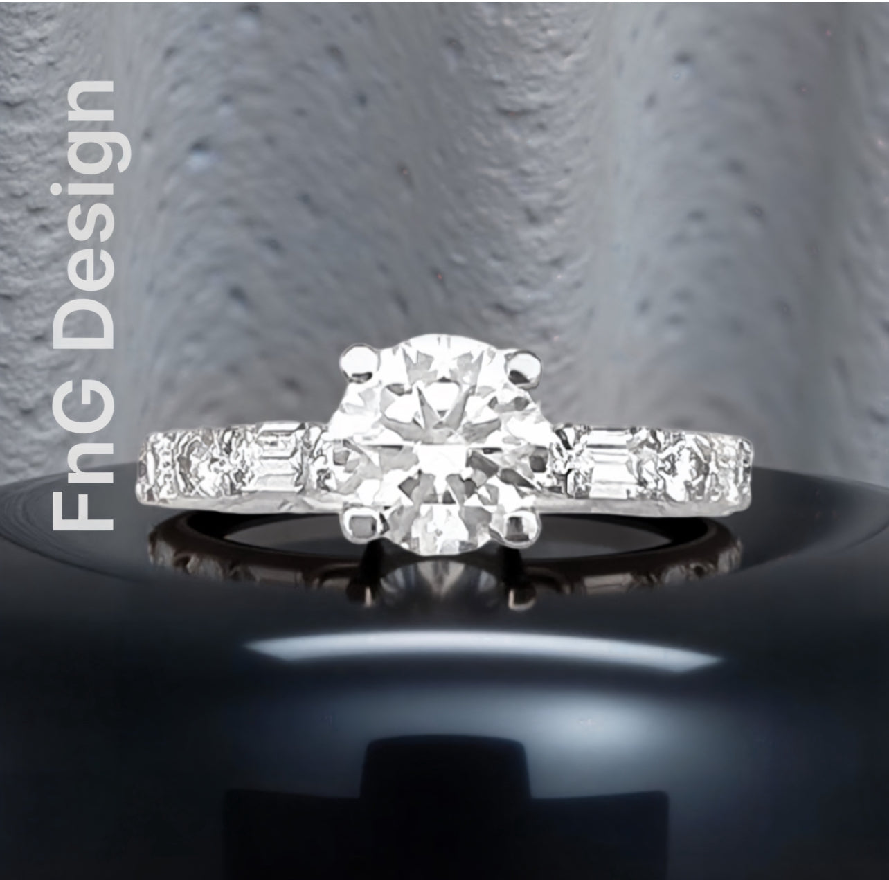 1.01 Carats Natural Diamond (Center Stone) VS1 Certified H&A W/ 1.62 Carats Diamonds 18Kt White Gold Ring