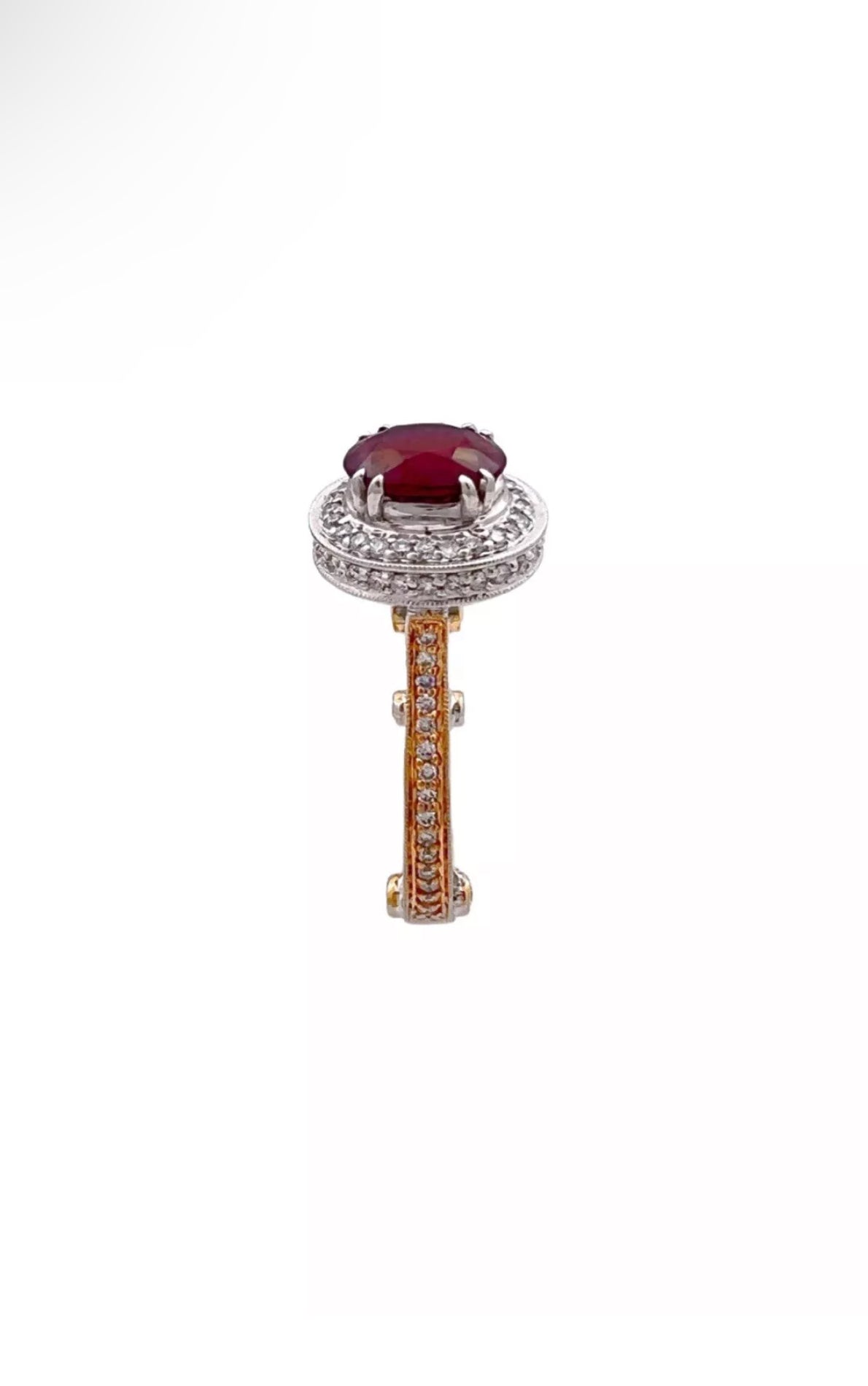 2.22Cts Ruby Heated GIA (Certified) & 1.20Cts Diamonds Set In 18K Rose-White Gold Ring