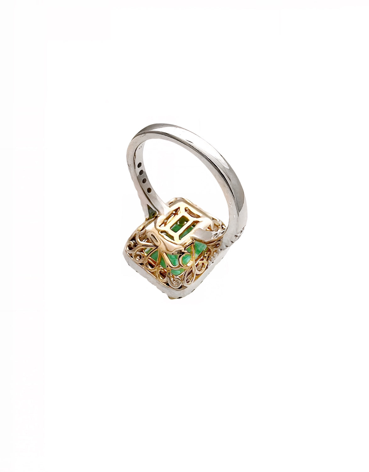 7.21 Carats Colombian Emerald F1 (Certified) & 1.02 Carats Diamonds VS2 Set In 14 Karat White Gold Ring