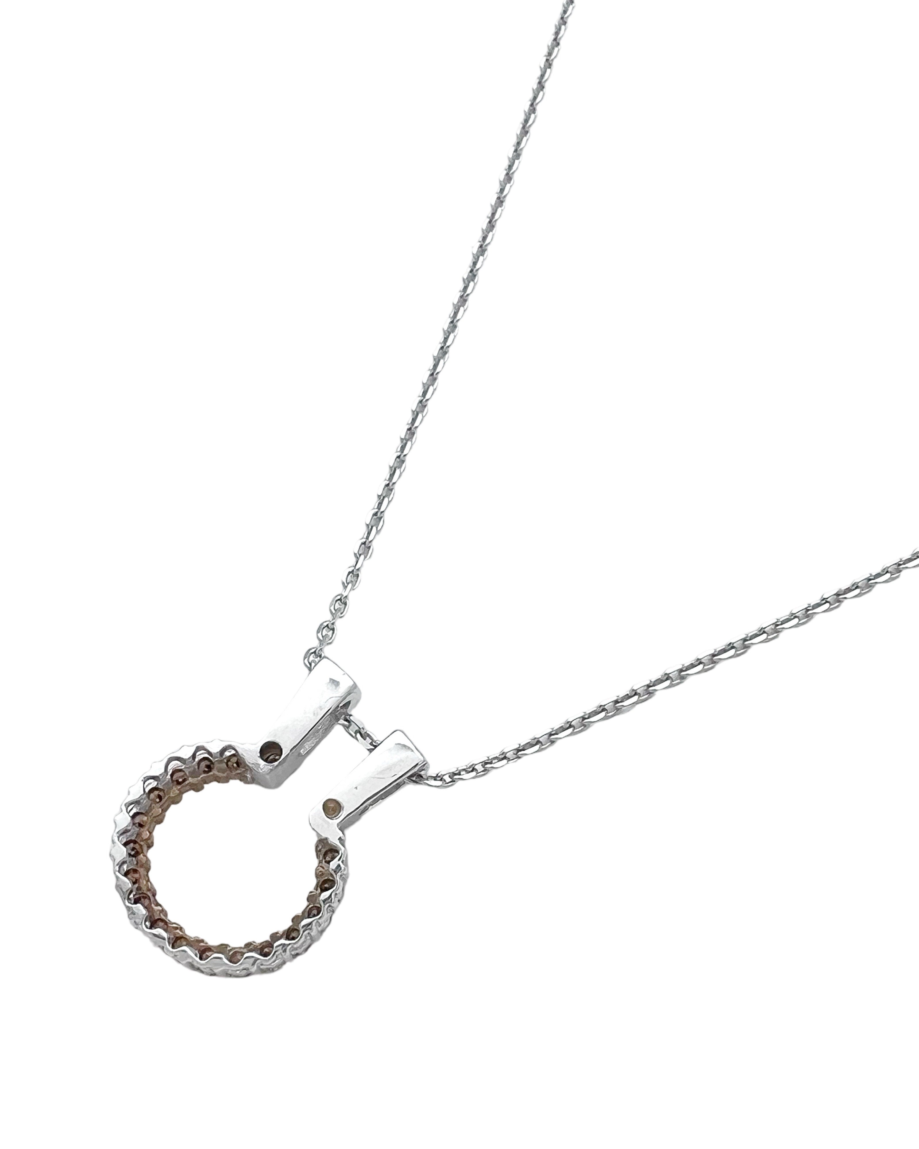 0.40 Carats Chocolate Diamonds & 0.20 Carats Diamonds VS2 Set 14 Karat White Gold Pendant With 18” Adjustable 16” White Gold Rolo Chain