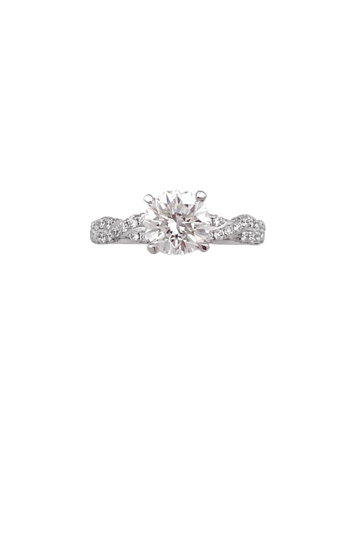 1.01 Carats Natural Diamond (Center Stone) VS1 Certified W/ 1.00 Carats Diamonds 18Kt White Gold Ring