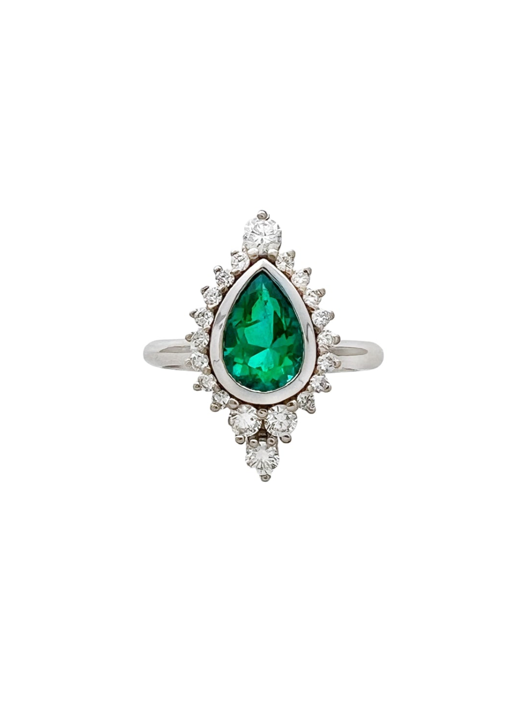 1.21 Carats Colombian Emerald F1 (Certified) & 0.45 Carats Diamond VS2 Set in 14 Karat Yellow Gold Ring