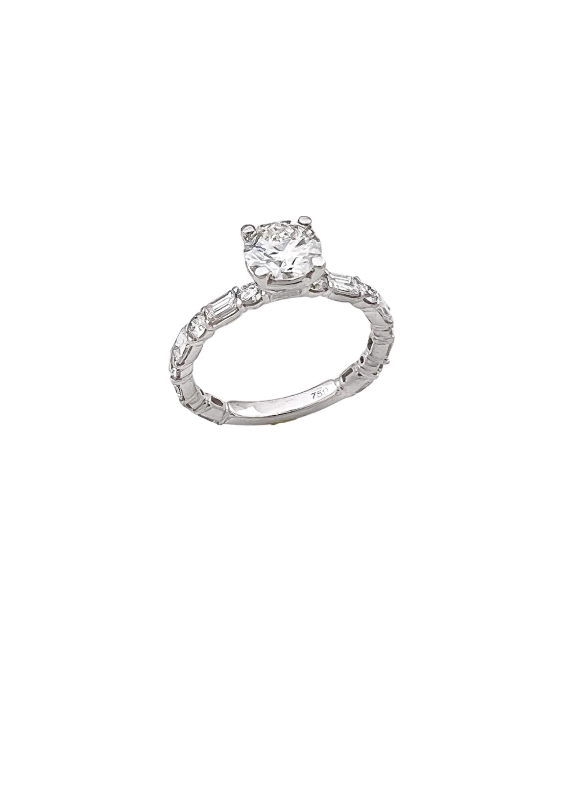 1.01 Carats Natural Diamond (Center Stone) VS1 Certified H&A W/ 1.62 Carats Diamonds 18Kt White Gold Ring