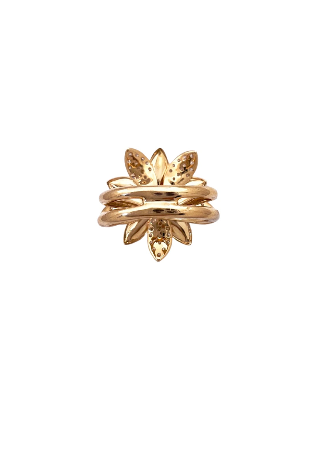 1.34 Carats Diamonds 18K Yellow Gold Blooming Blossom Ring