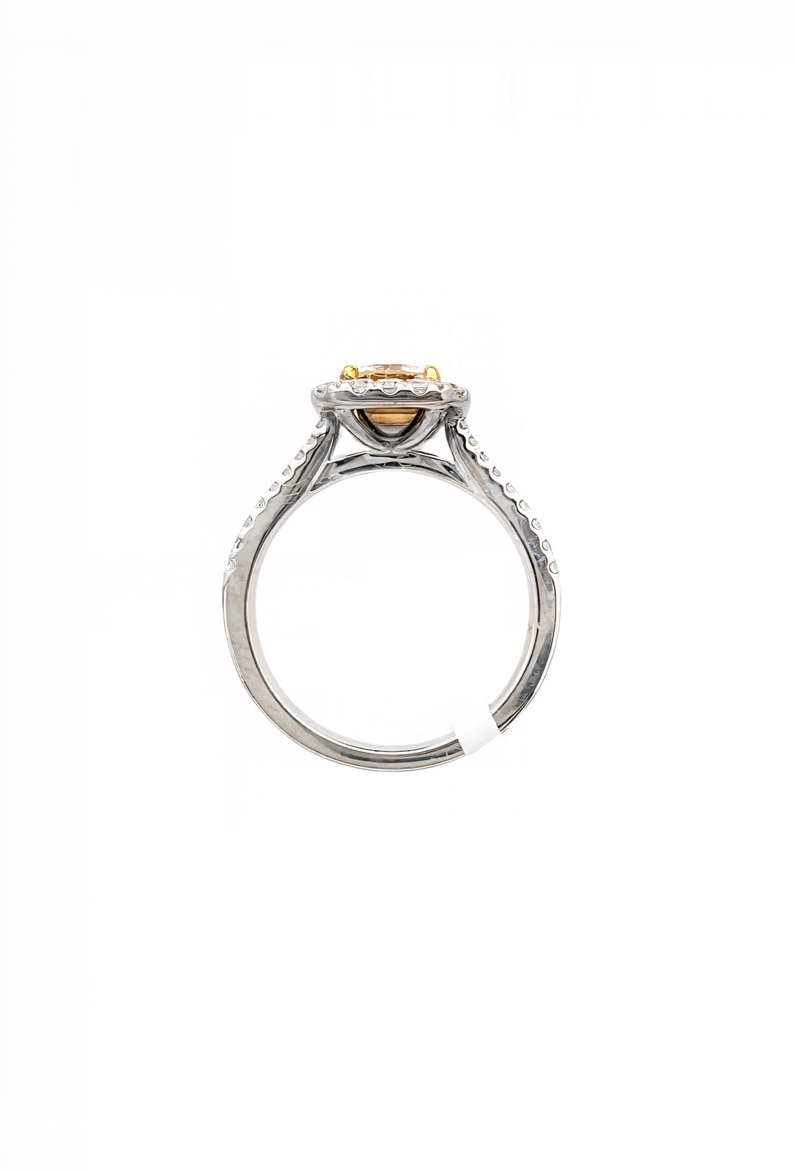 0.81 Carats Natural Diamond Light Yellow (Center Stone) SI1 Certified W/ 0.62 Carats Diamonds 18Kt White & Yellow Gold Ring