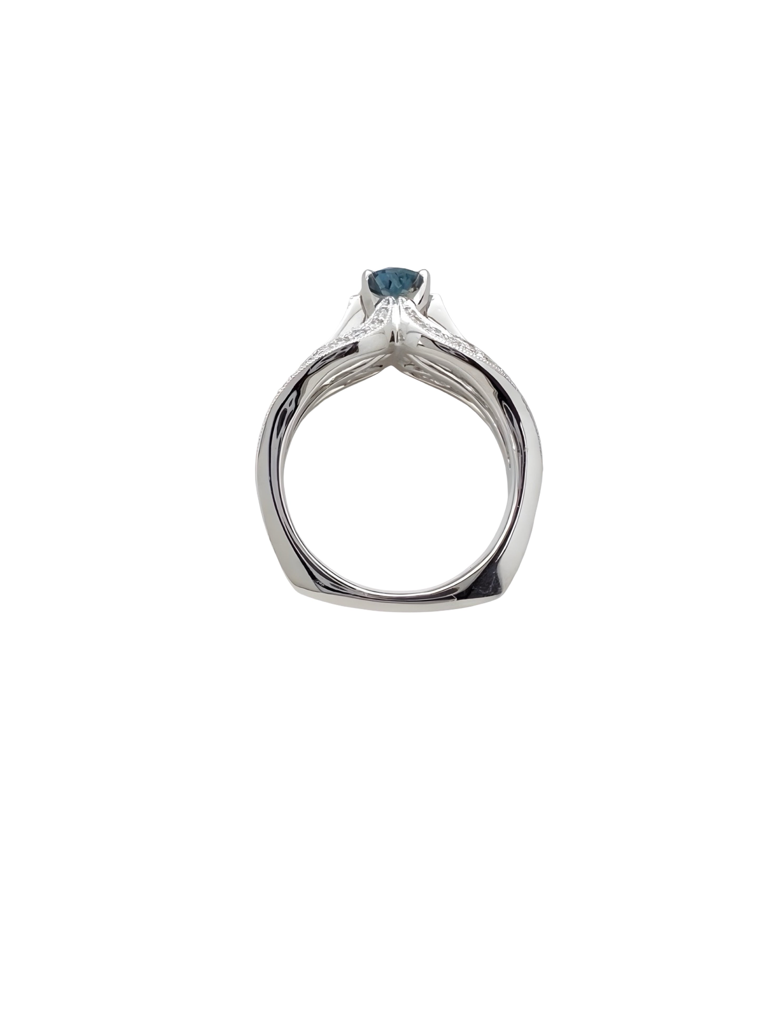 0.55 Carats Alexandrite GIA (Certified) & 0.94 Carats Diamonds Set In 18K white Gold Ring