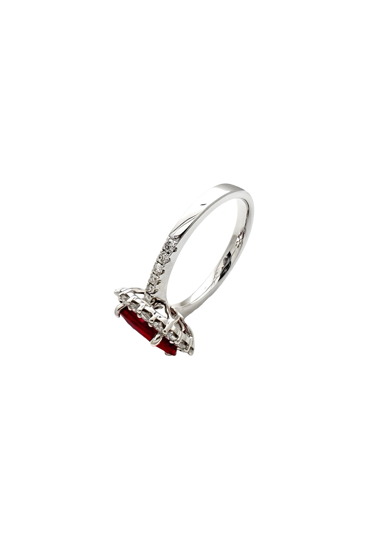 2.12 Carats Myanmar (formerly Burma) Ruby (Certified) & 0.59 Carats Diamonds VS2 Set In 18K White Gold Ring