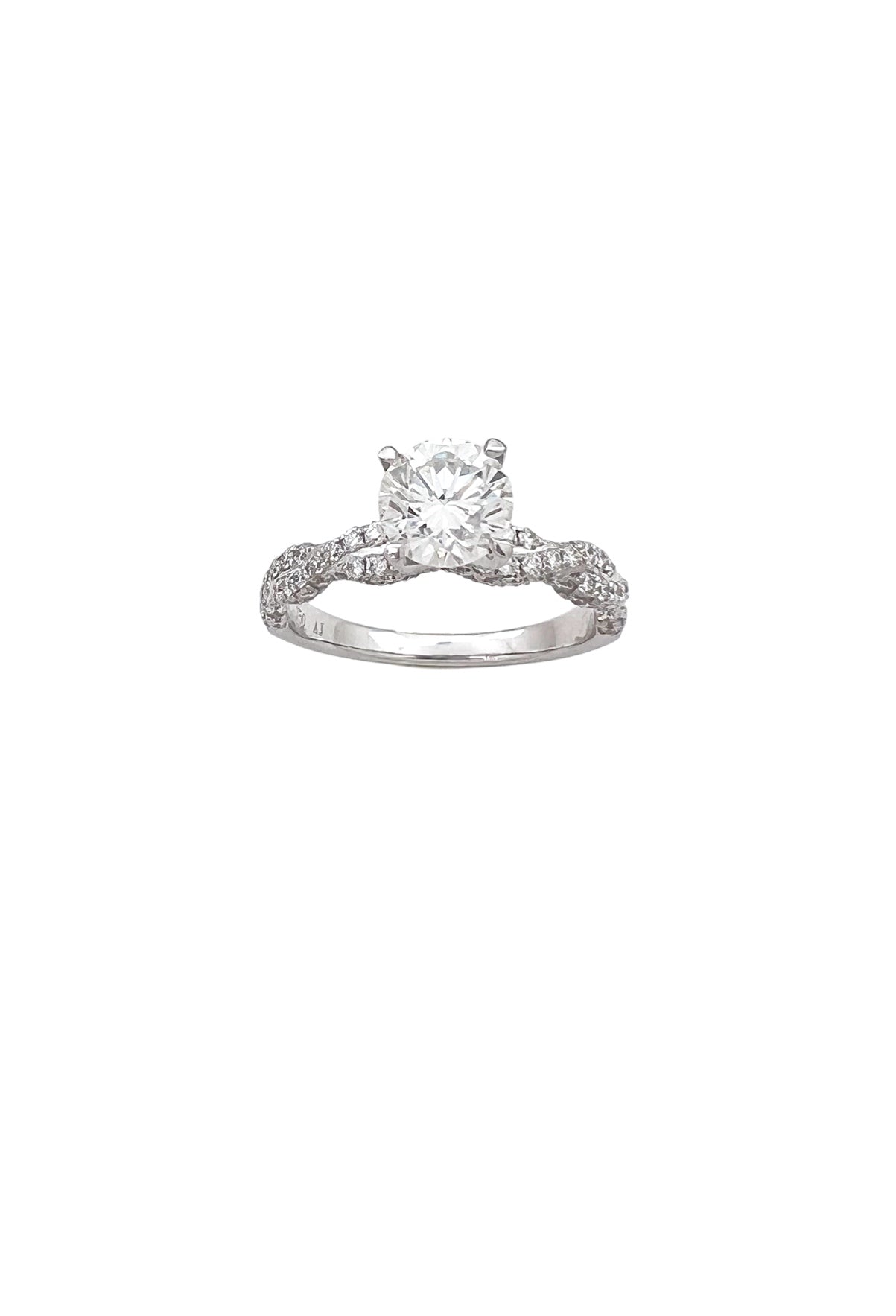 1.01 Carats Natural Diamond (Center Stone) VS1 Certified W/ 1.00 Carats Diamonds 18Kt White Gold Ring