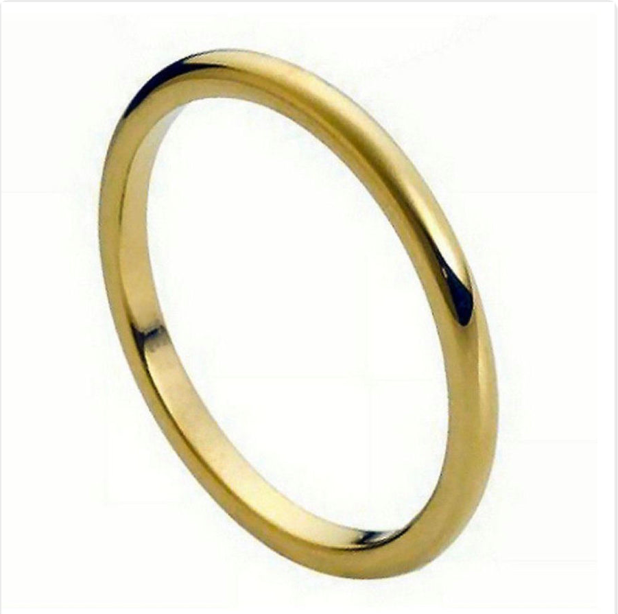Gold Tungsten Carbide 2mm ion Plating hi-Polished Domed Ring