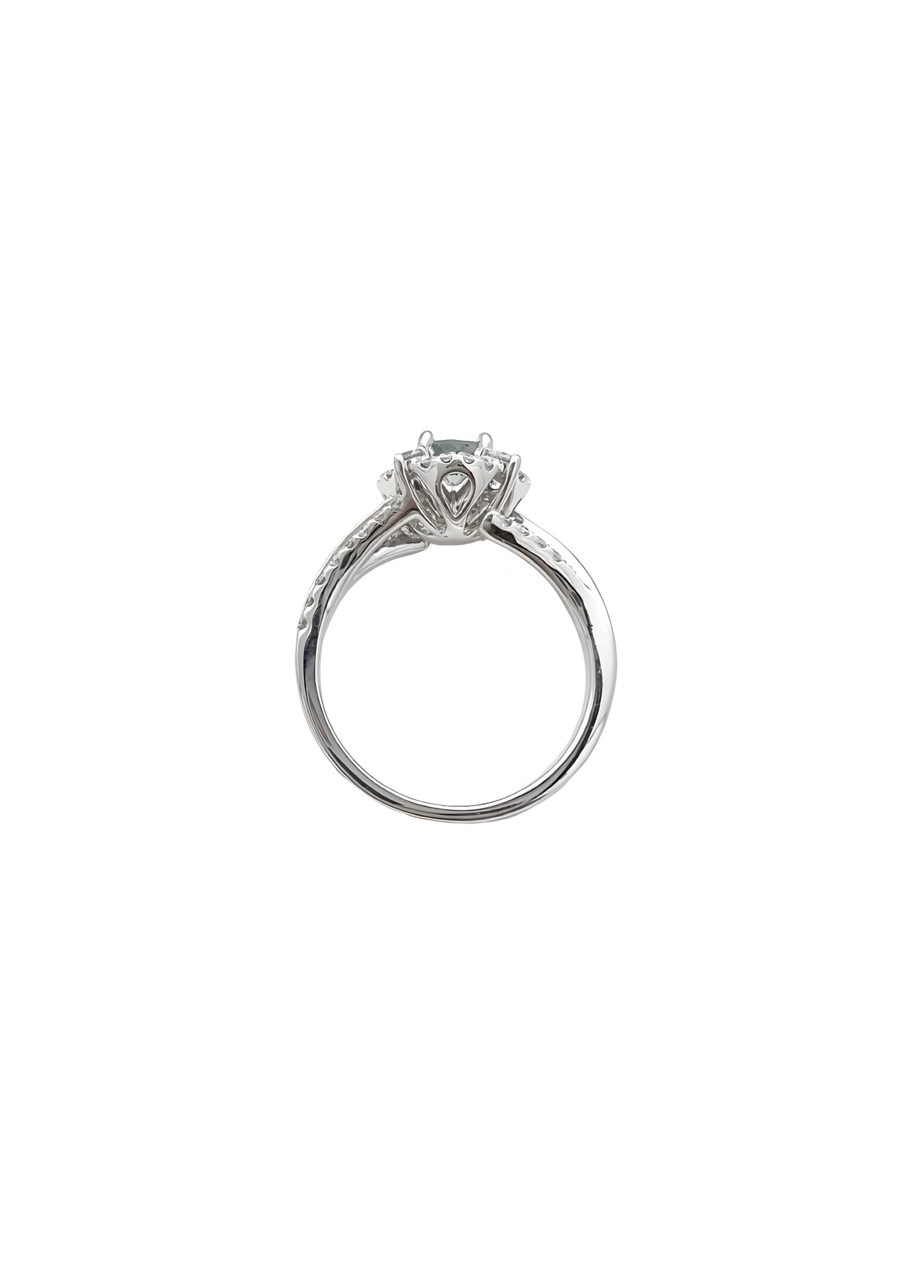 0.57 Carats Alexandrite GIA (Certified) & 0.92 Carats Diamond VS2 Set In 14K White Gold Ring