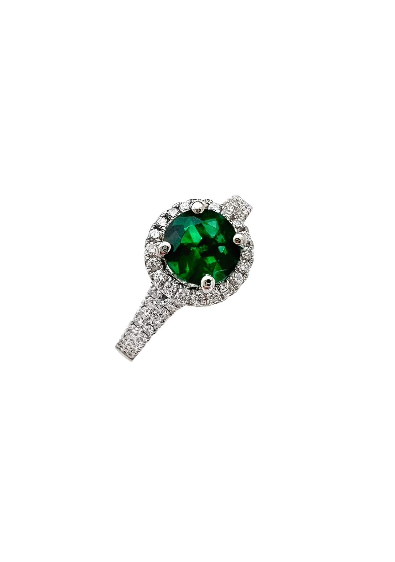 0.84 Carats Colombian Emerald “Trapiche” No-Oil (Certified) & 0.52 Carats Diamonds VS2 Set In 18 Karat White Gold Ring