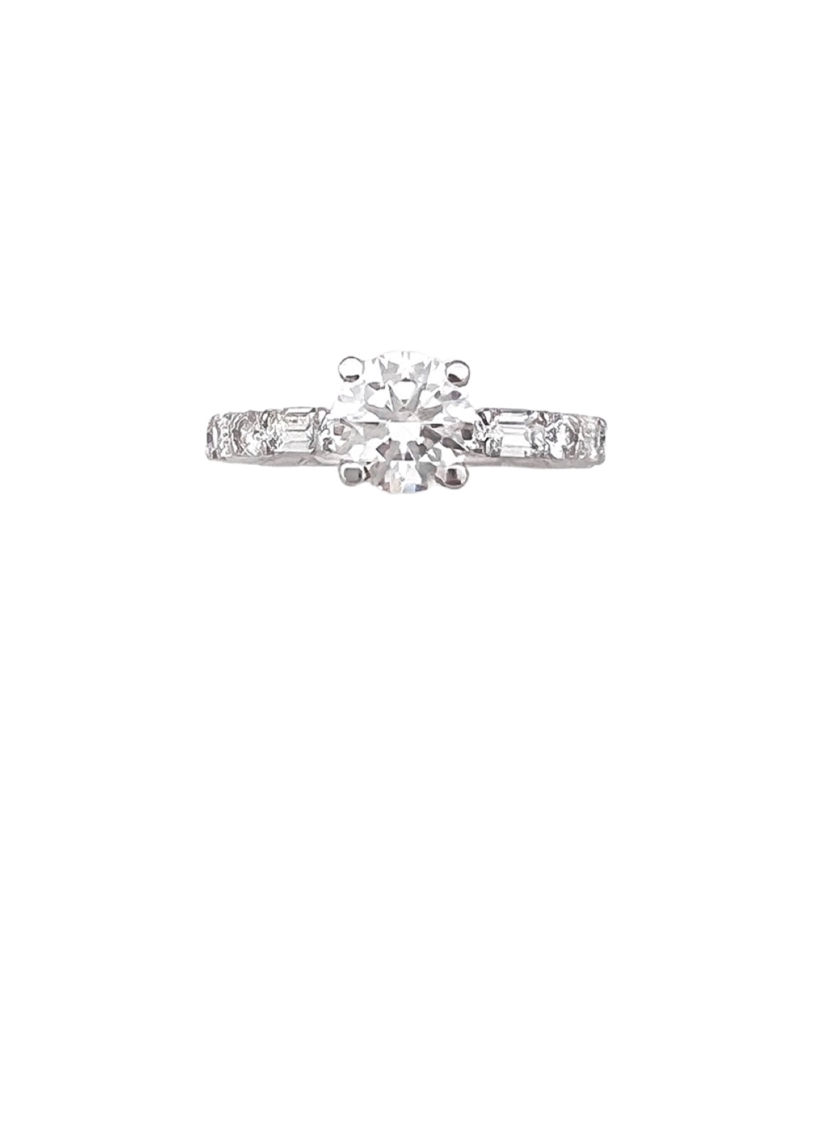 1.01 Carats Natural Diamond (Center Stone) VS1 Certified H&A W/ 1.62 Carats Diamonds 18Kt White Gold Ring