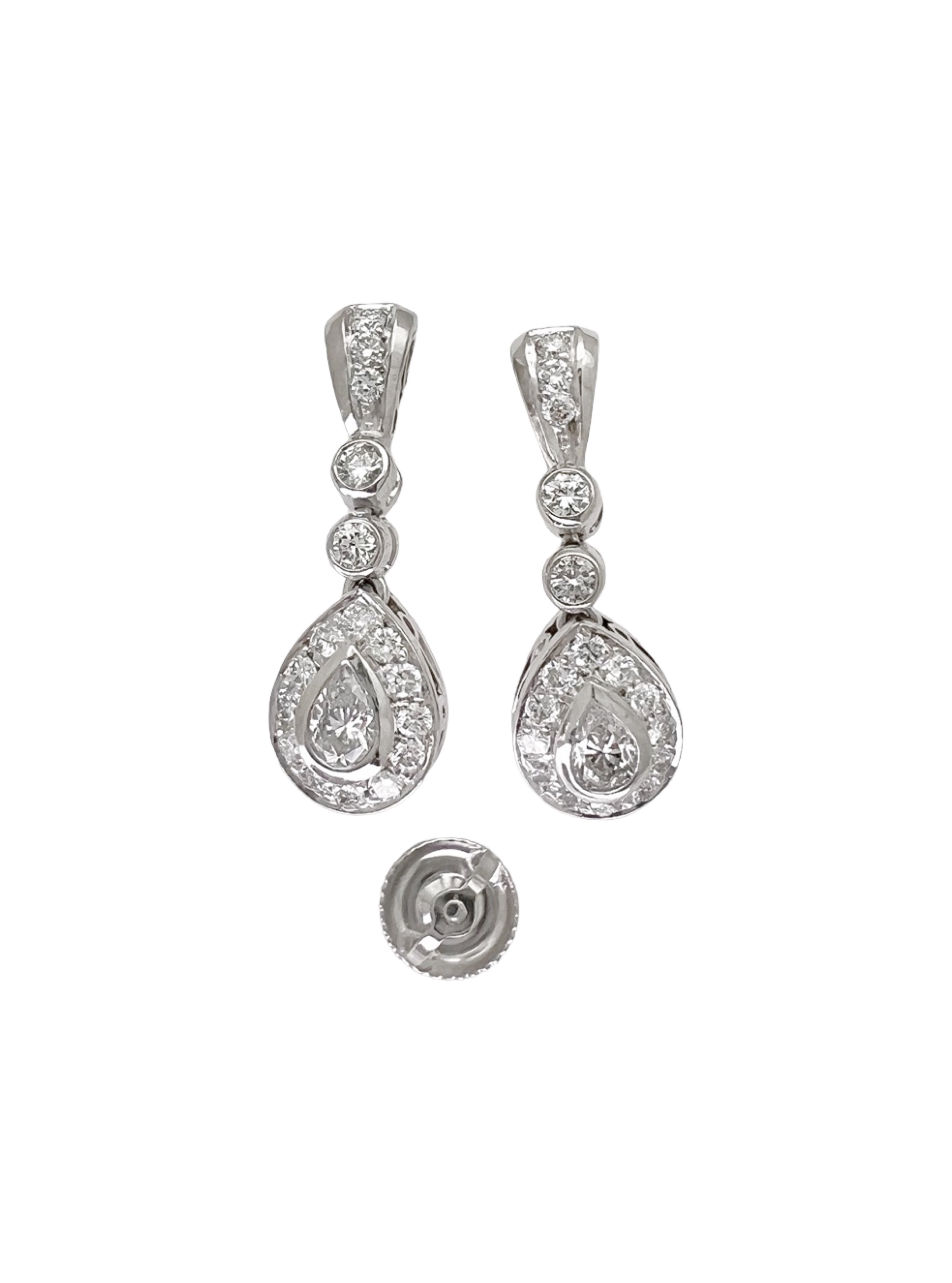 1.15 TCW Diamonds VS2-SI1 18K White Gold Earrings