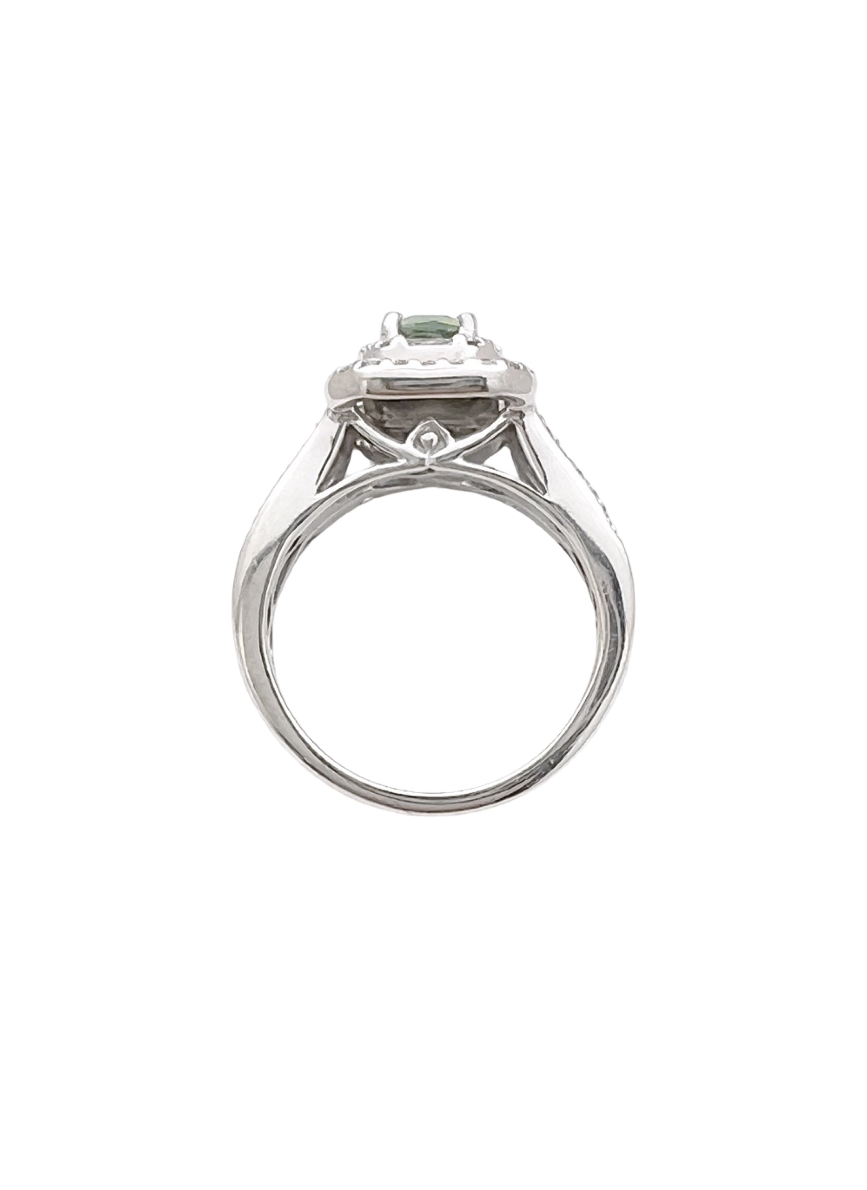 0.55 Carats Alexandrite GIA (Certified) & 0.68 Carats Diamonds Set In 14K White Gold Ring