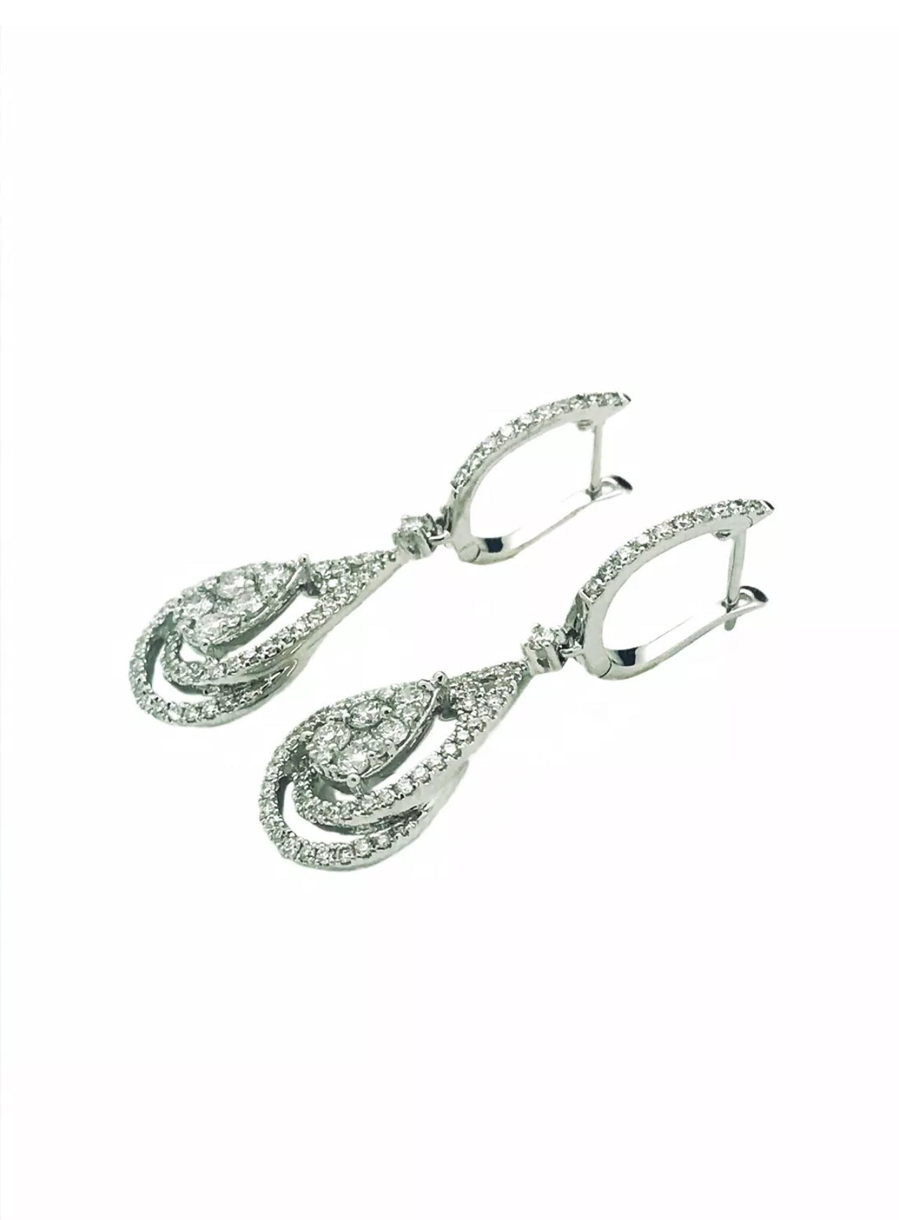 1.55 Total Carat Weight Diamonds 18K White Gold Earrings