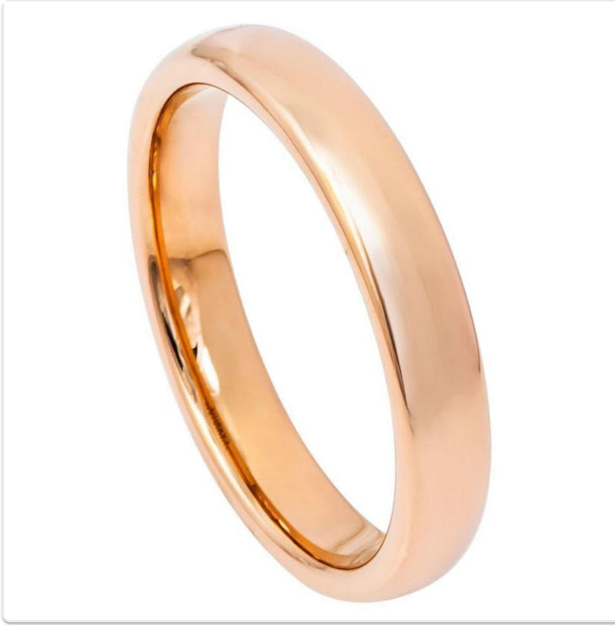 Rose Gold Tungsten Carbide 4mm ion Plating Domed hi-Polished Ring