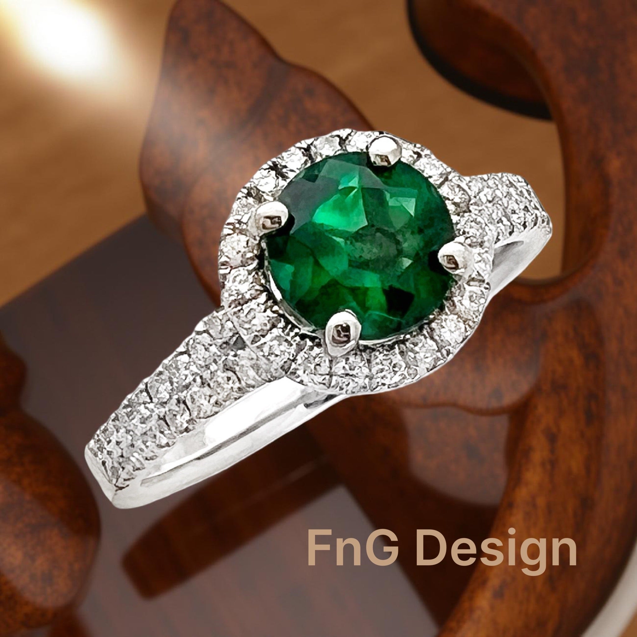 0.84 Carats Colombian Emerald “Trapiche” No-Oil (Certified) & 0.52 Carats Diamonds VS2 Set In 18 Karat White Gold Ring