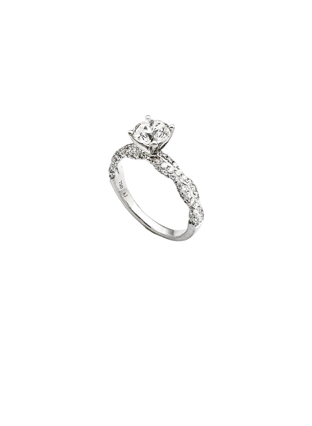 1.01 Carats Natural Diamond (Center Stone) VS1 Certified W/ 1.00 Carats Diamonds 18Kt White Gold Ring