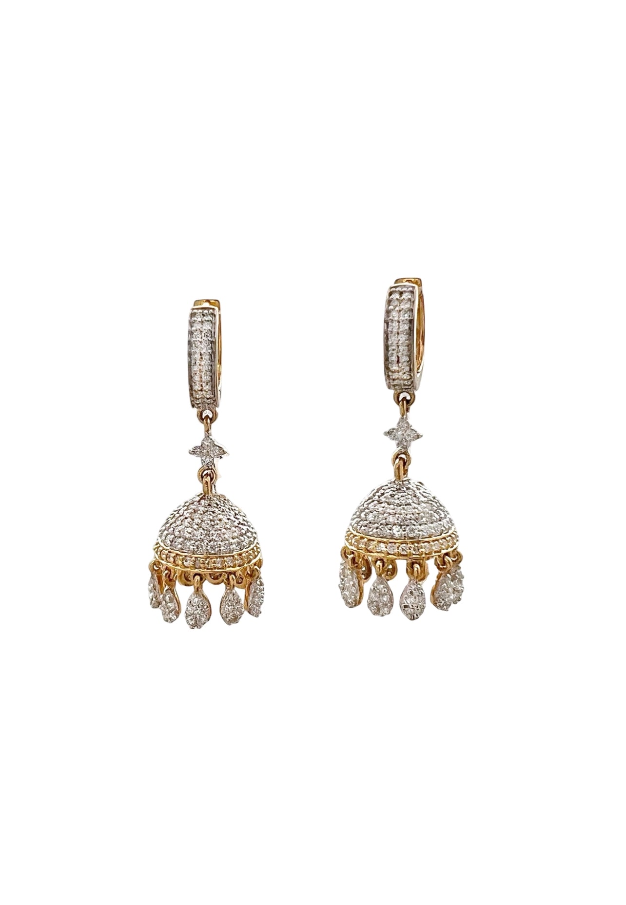 4.32 Carats Diamonds VS2 Set In 18 Karat Yellow Gold Jhumka Earrings