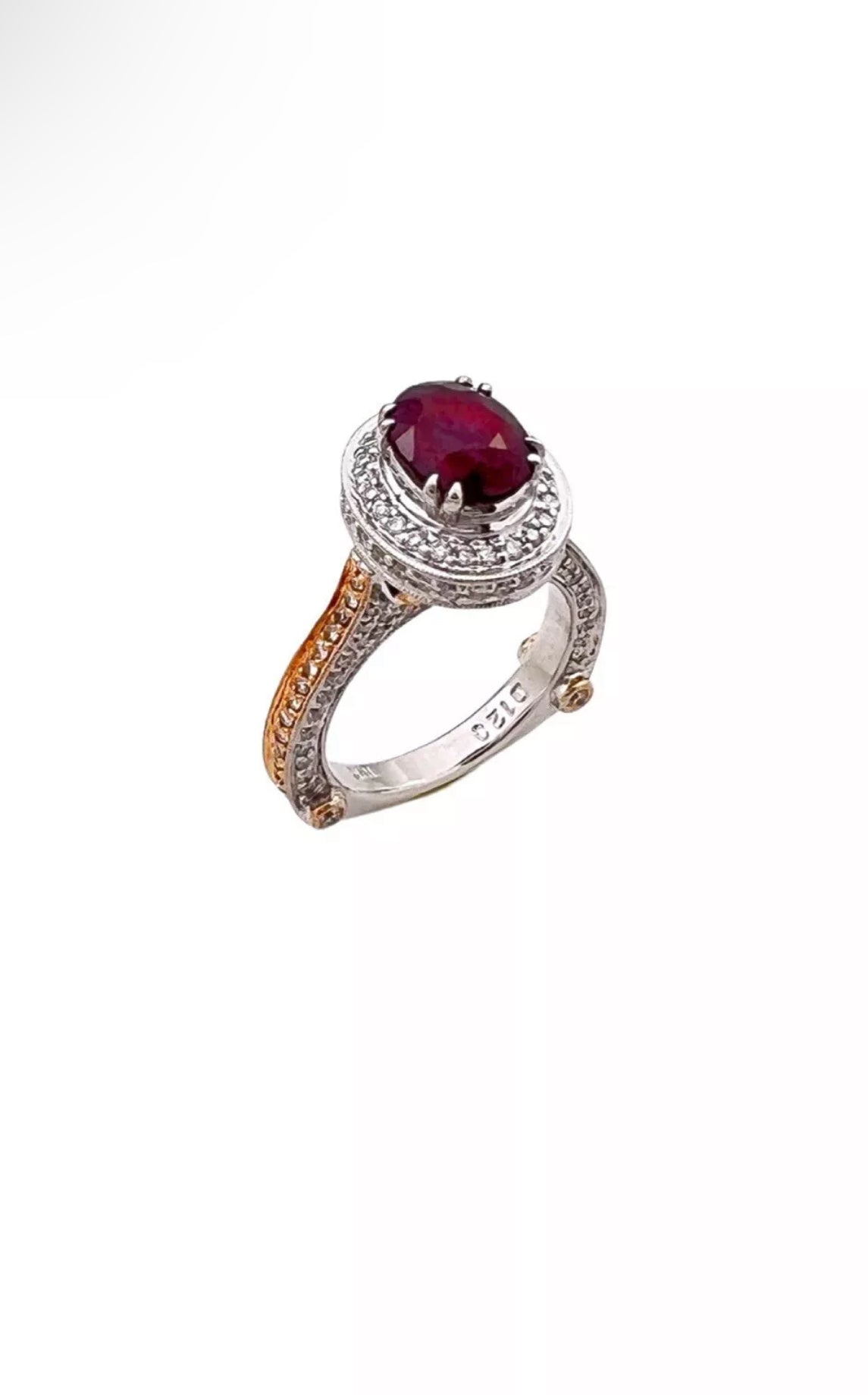 2.22Cts Ruby Heated GIA (Certified) & 1.20Cts Diamonds Set In 18K Rose-White Gold Ring