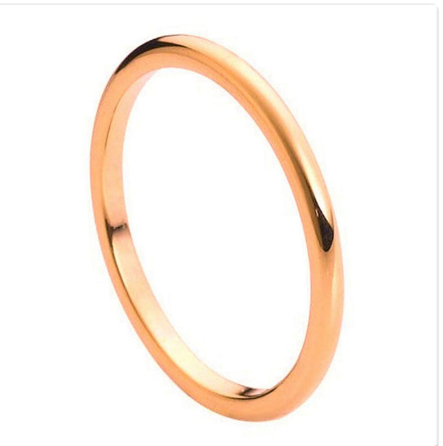 Rose Gold Tungsten Carbide 2mm ion Plating hi-Polished Domed Ring