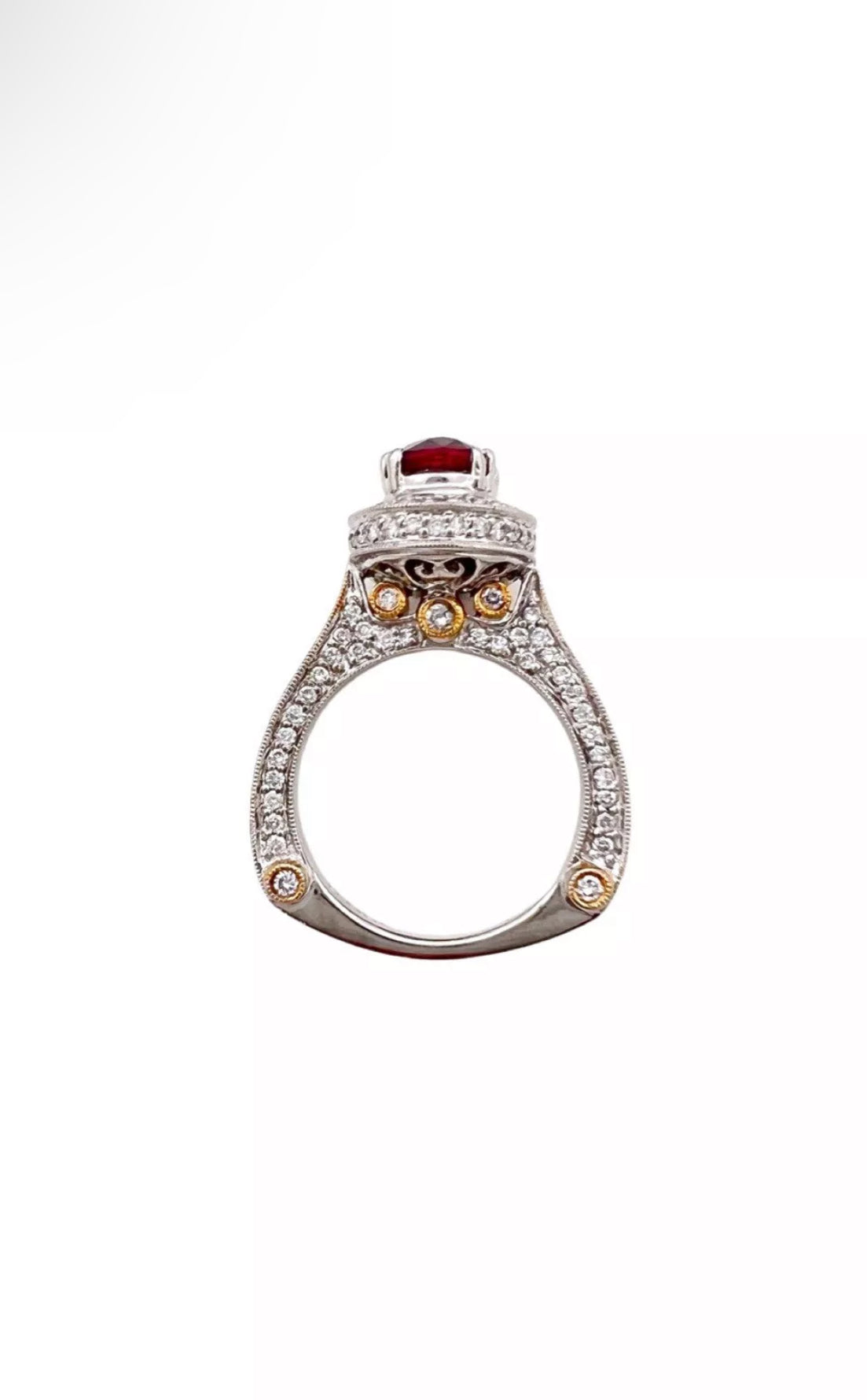 2.22Cts Ruby Heated GIA (Certified) & 1.20Cts Diamonds Set In 18K Rose-White Gold Ring