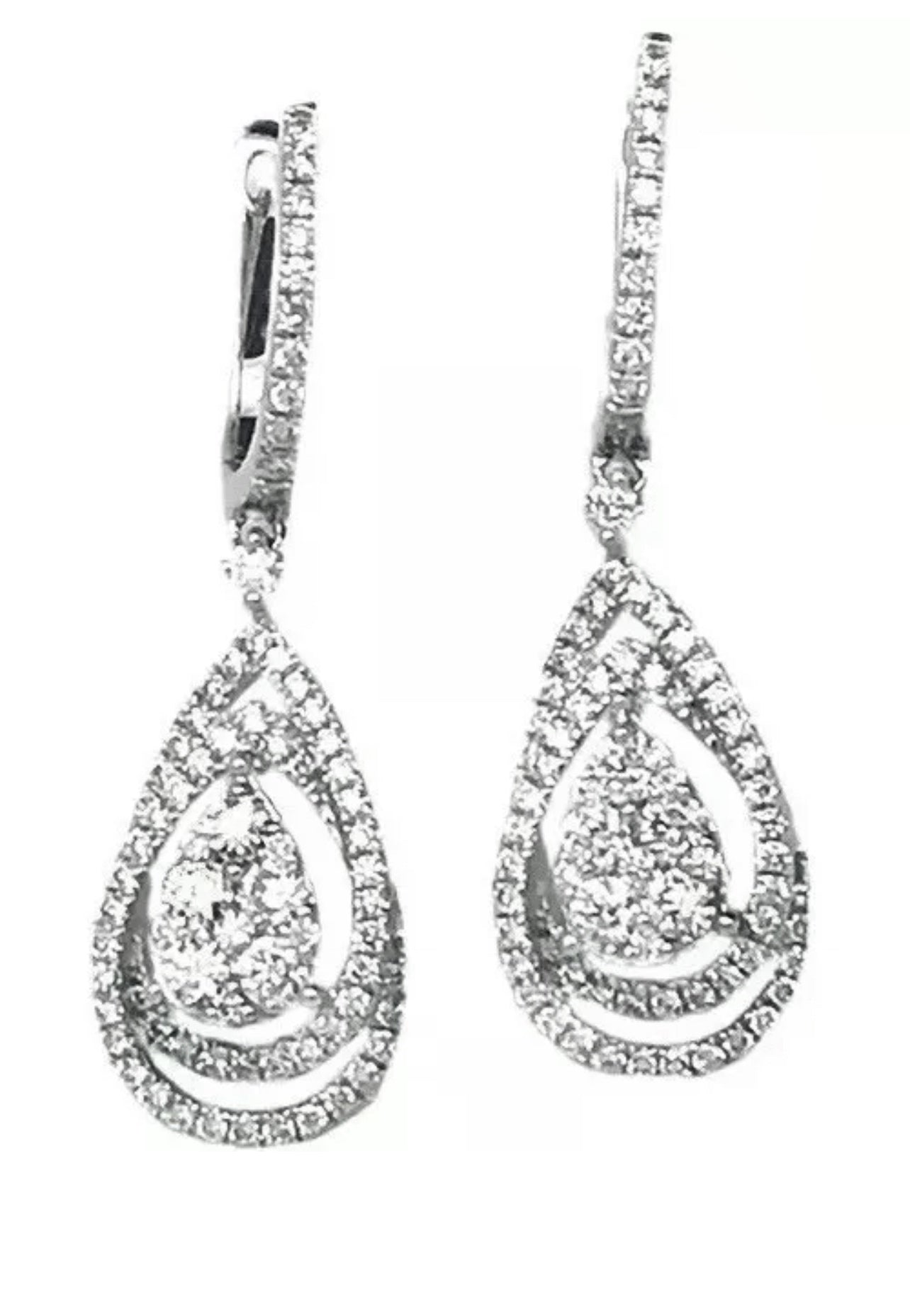 1.55 Total Carat Weight Diamonds 18K White Gold Earrings