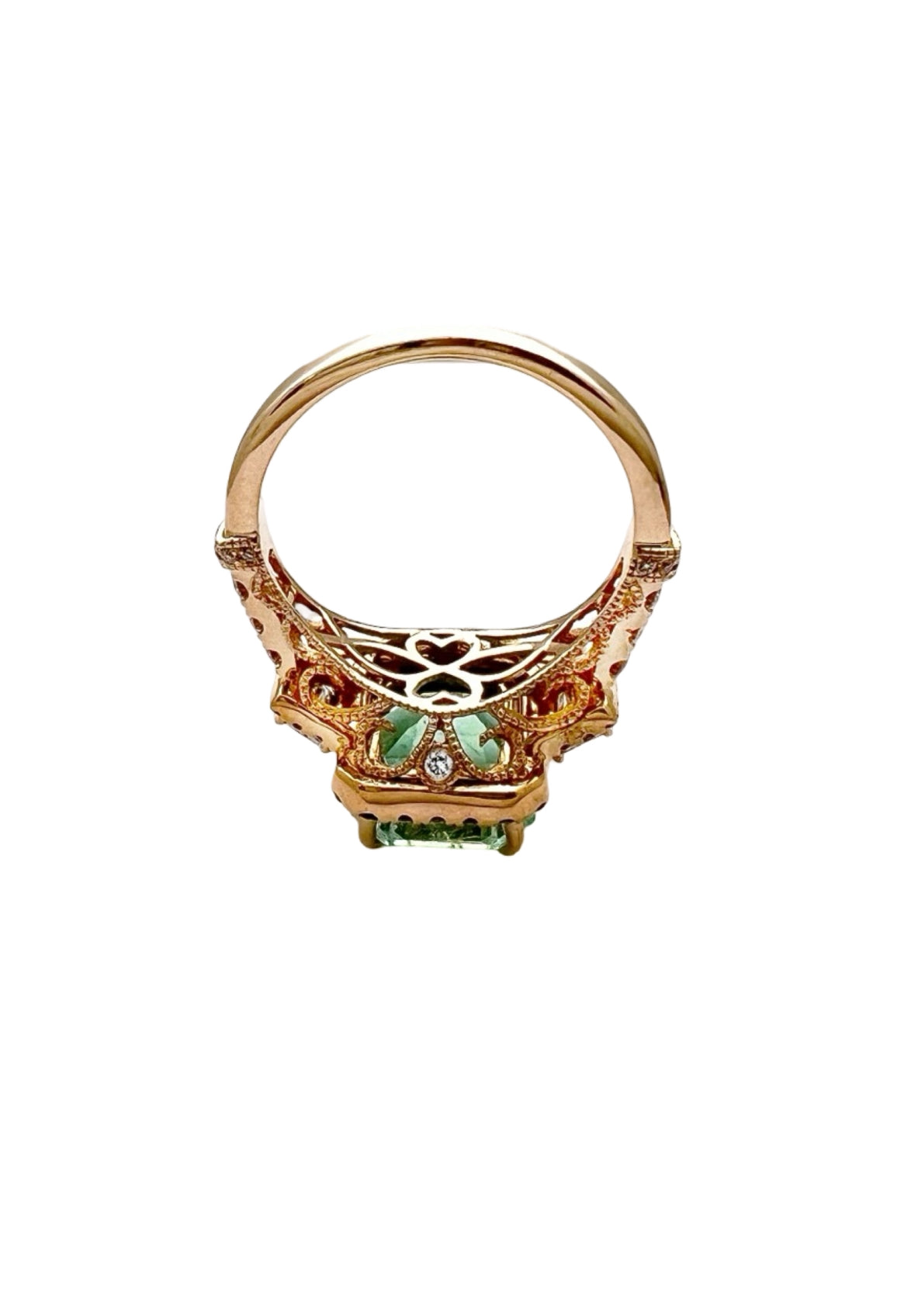 4.19 Carats Colombian Emerald No Oil (Certified) & 1.13 Carats Diamonds VS2 Set In 14 Karat Yellow Gold Ring