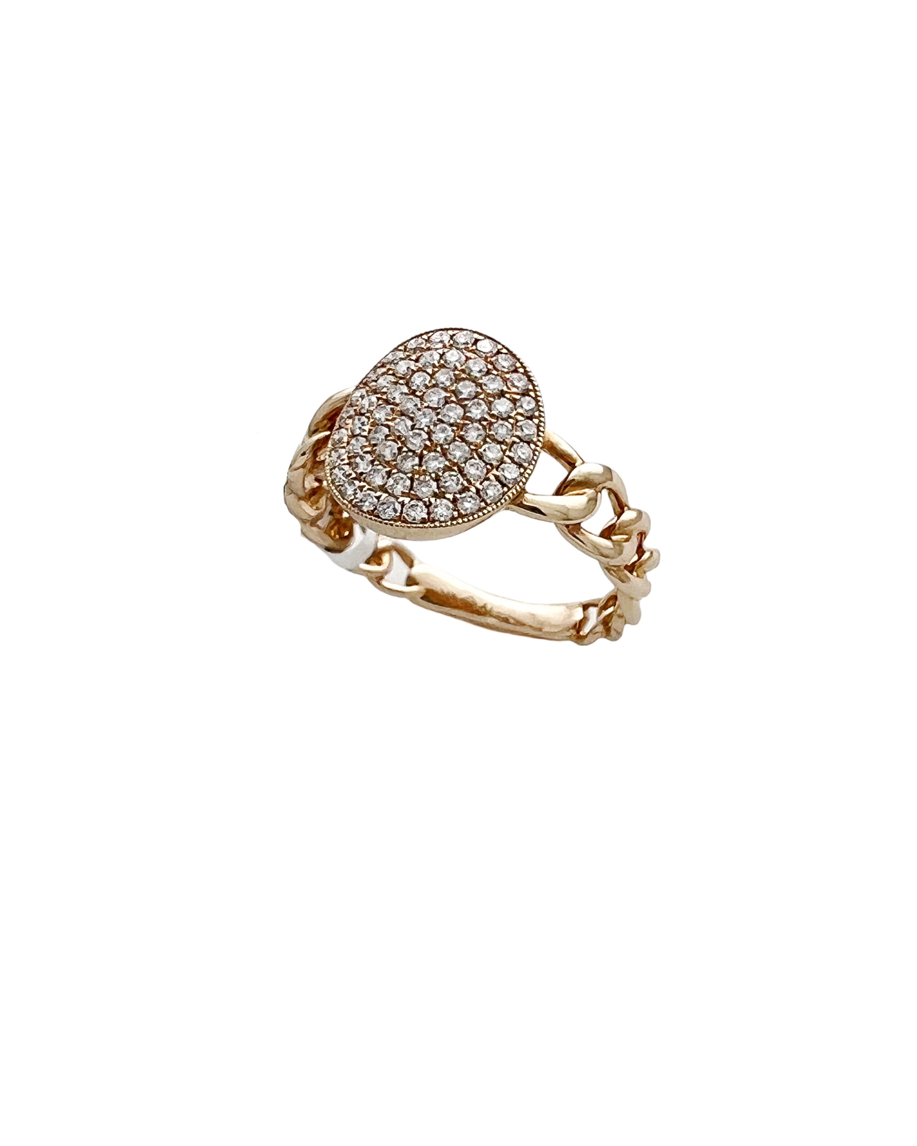 0.39 Carats Diamonds VS2 Set In 14 Karat Yellow Gold Cuban Ring