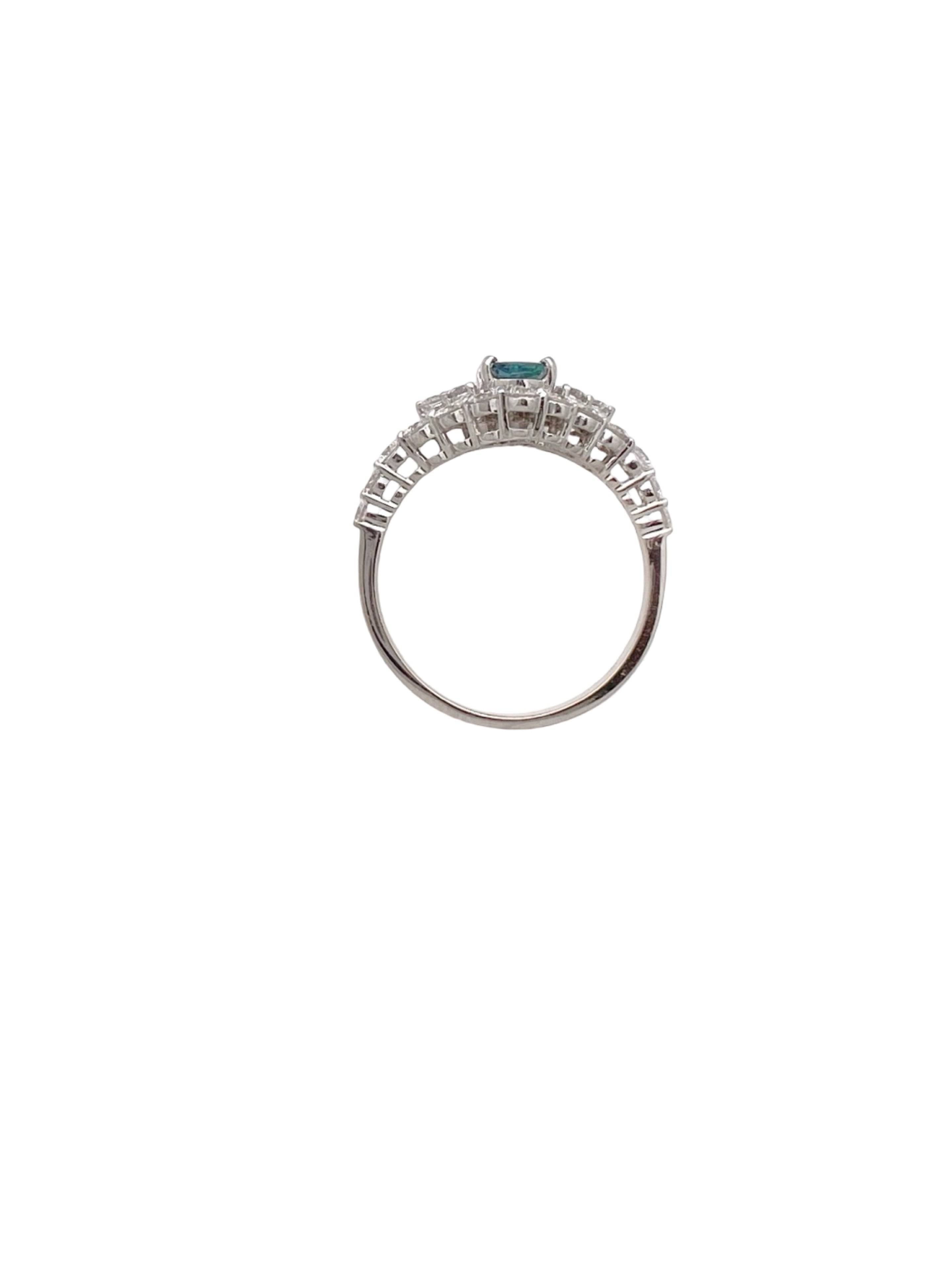 0.51 Carats Alexandrite GIA (Certified) & 1.19 Carats Diamonds Set In 18K White Gold Ring