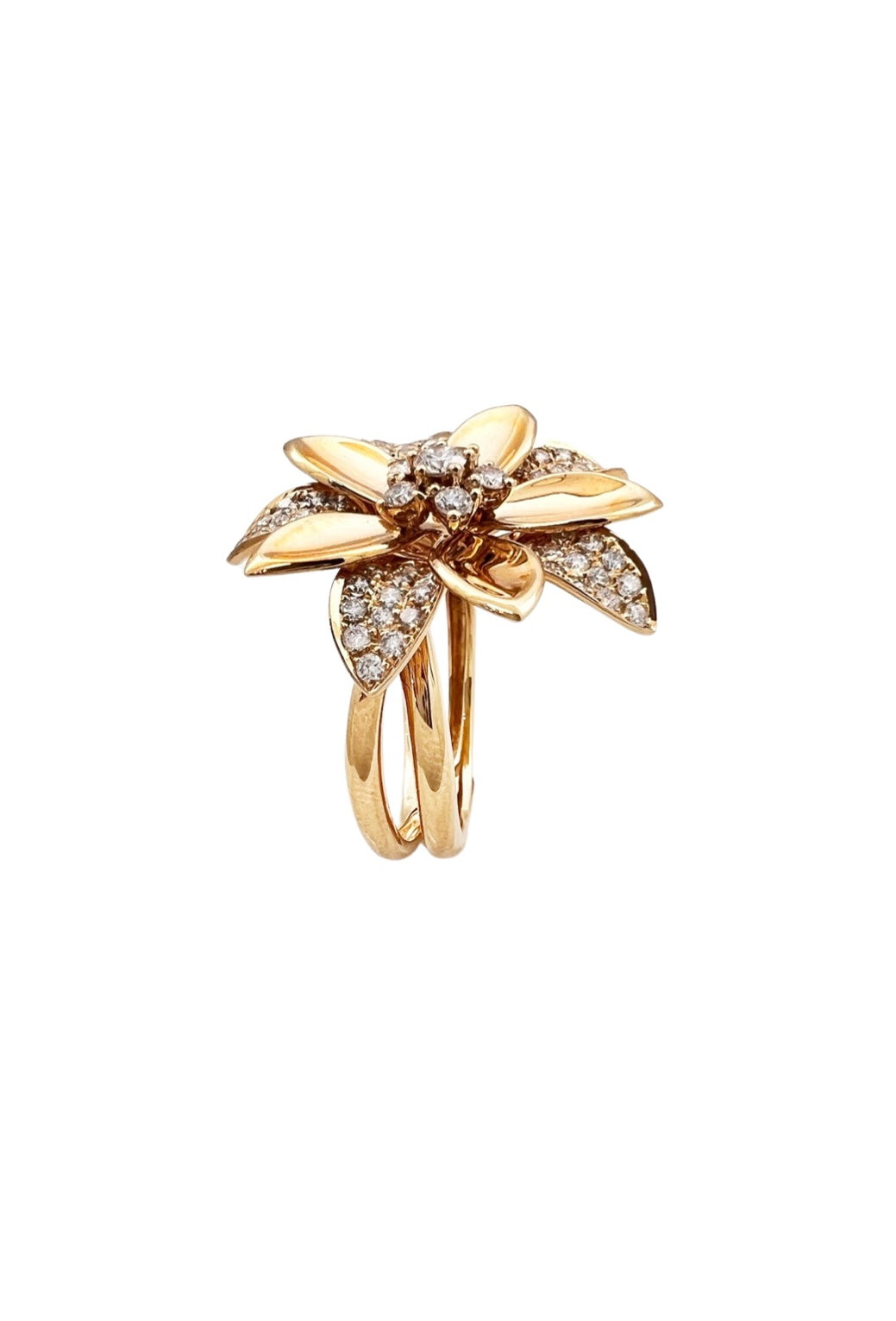 1.34 Carats Diamonds 18K Yellow Gold Blooming Blossom Ring