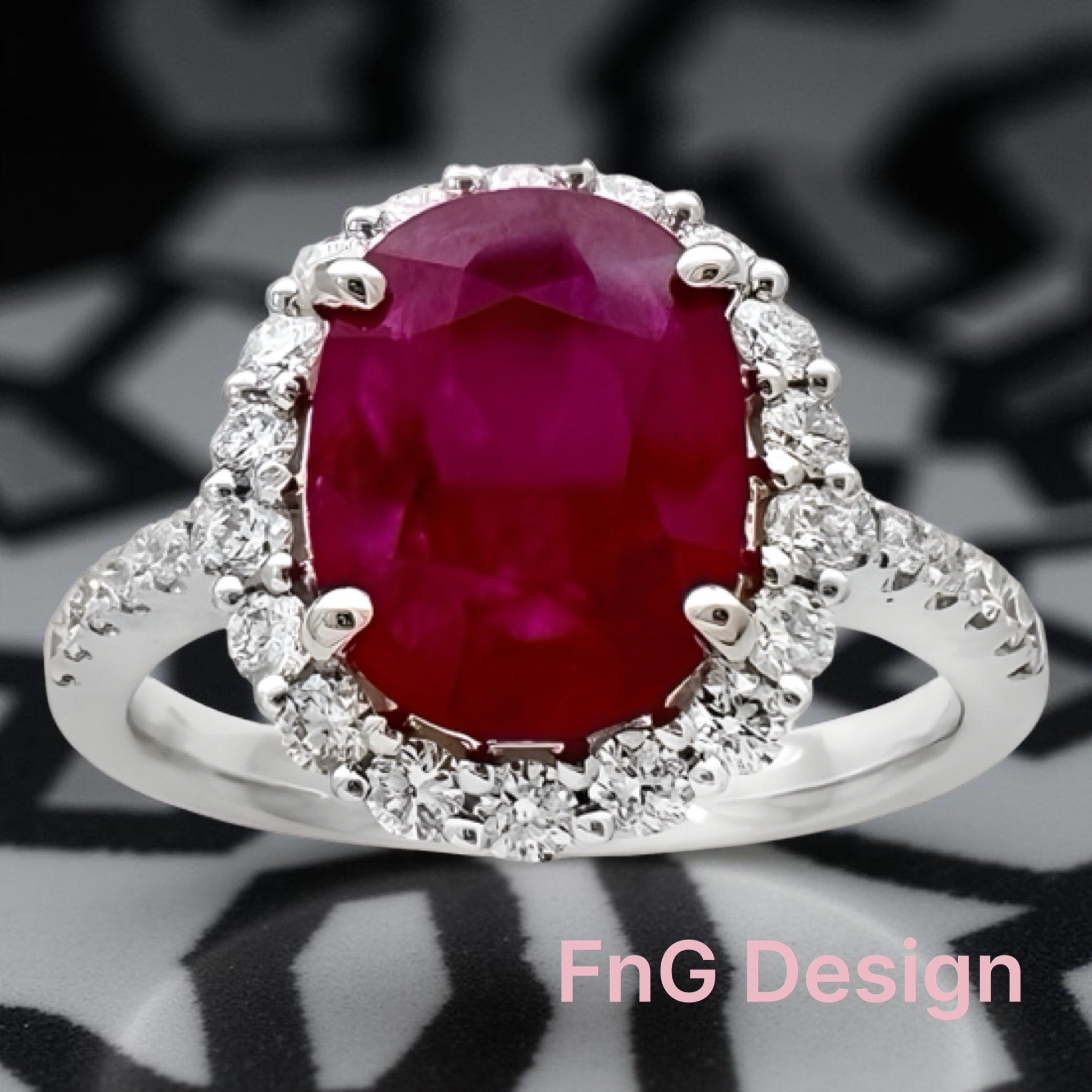 2.12 Carats Myanmar (formerly Burma) Ruby (Certified) & 0.59 Carats Diamonds VS2 Set In 18K White Gold Ring