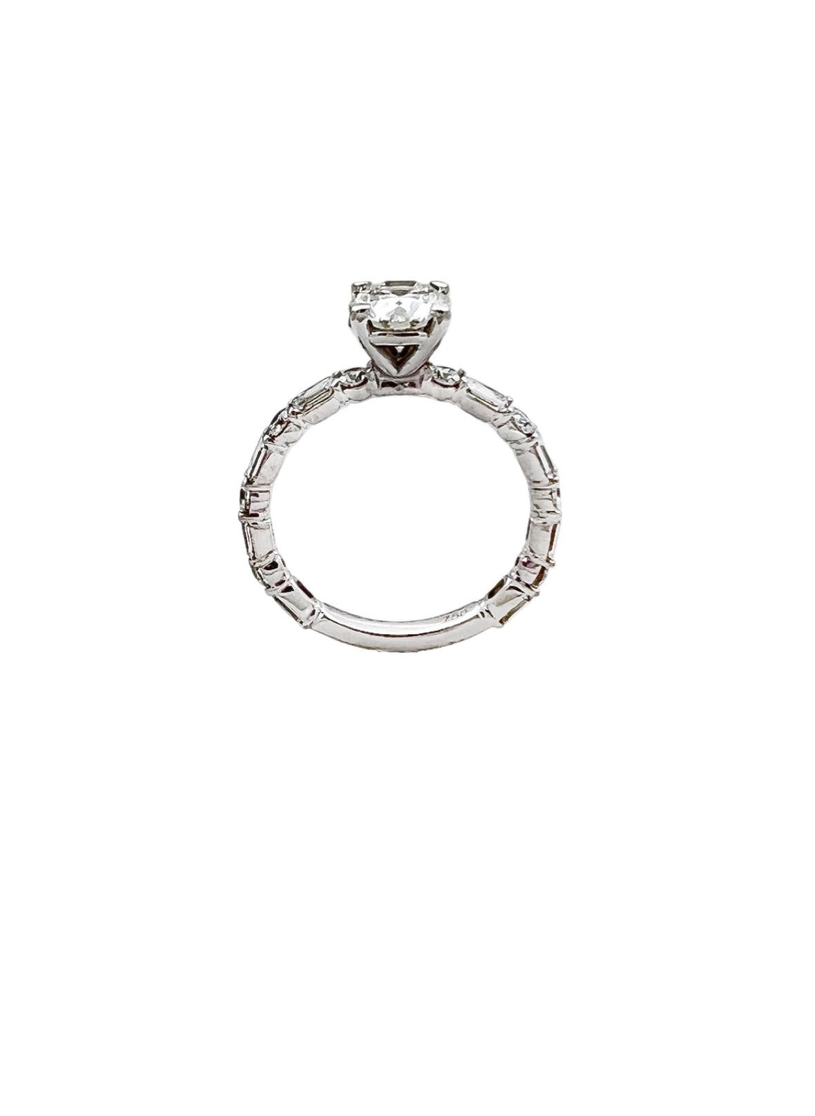1.01 Carats Natural Diamond (Center Stone) VS1 Certified H&A W/ 1.62 Carats Diamonds 18Kt White Gold Ring
