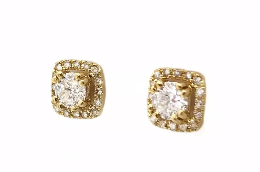 0.91 Total Carat Weight Diamonds 14K Yellow Gold Earrings