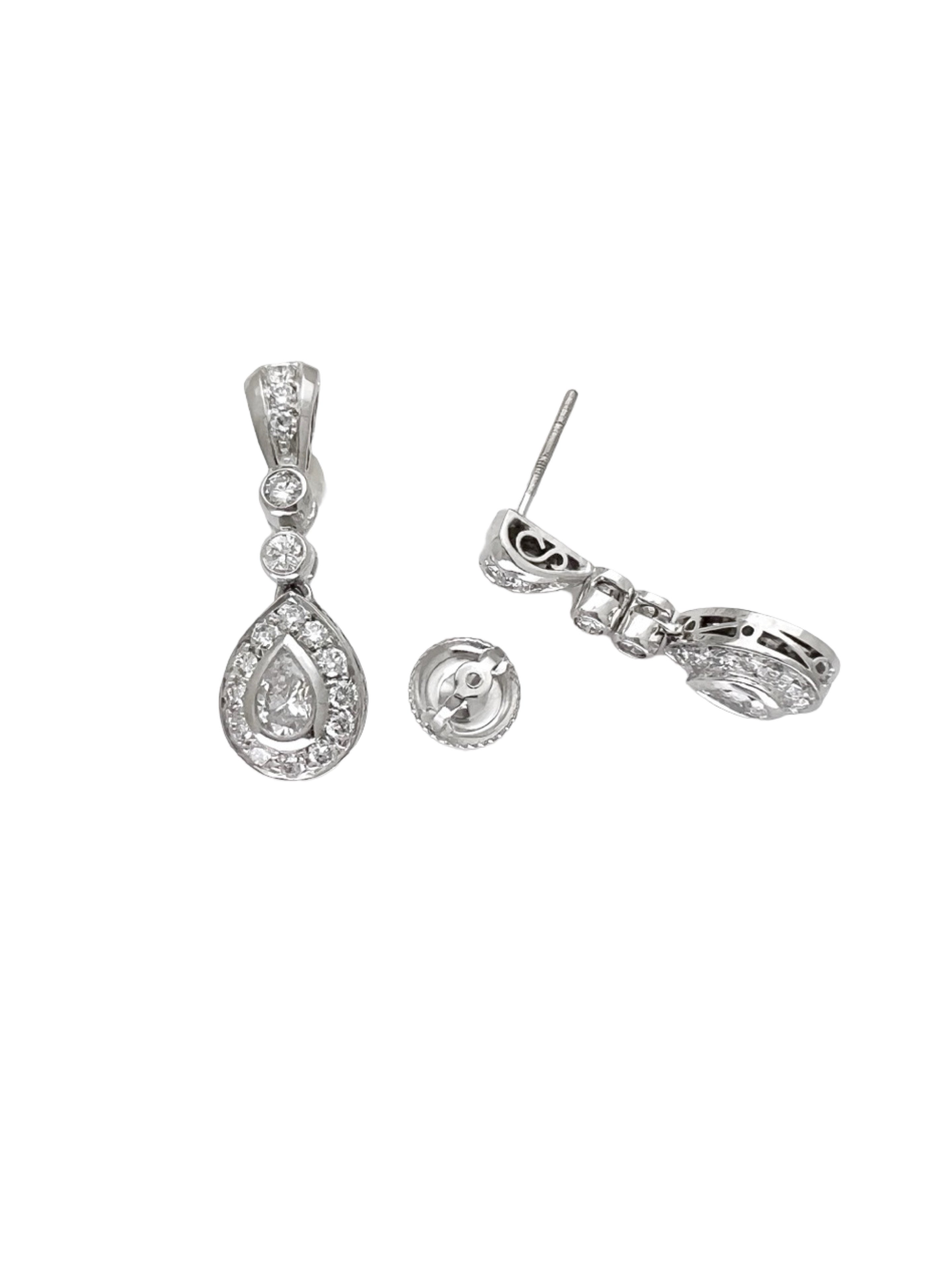 1.15 TCW Diamonds VS2-SI1 18K White Gold Earrings