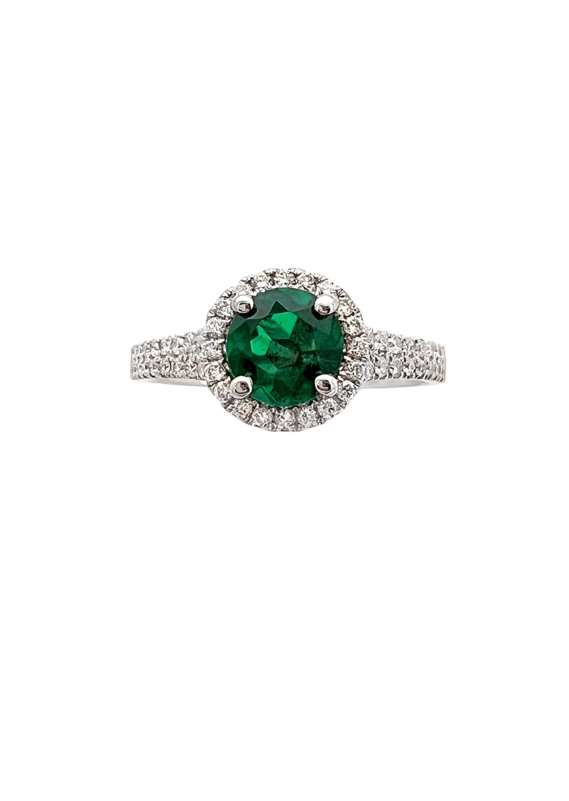 0.84 Carats Colombian Emerald “Trapiche” No-Oil (Certified) & 0.52 Carats Diamonds VS2 Set In 18 Karat White Gold Ring