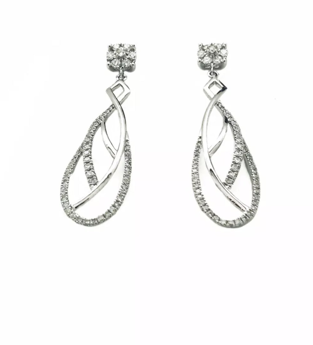 1.05 Total Carat Weight Diamonds Earrings 18K White Gold