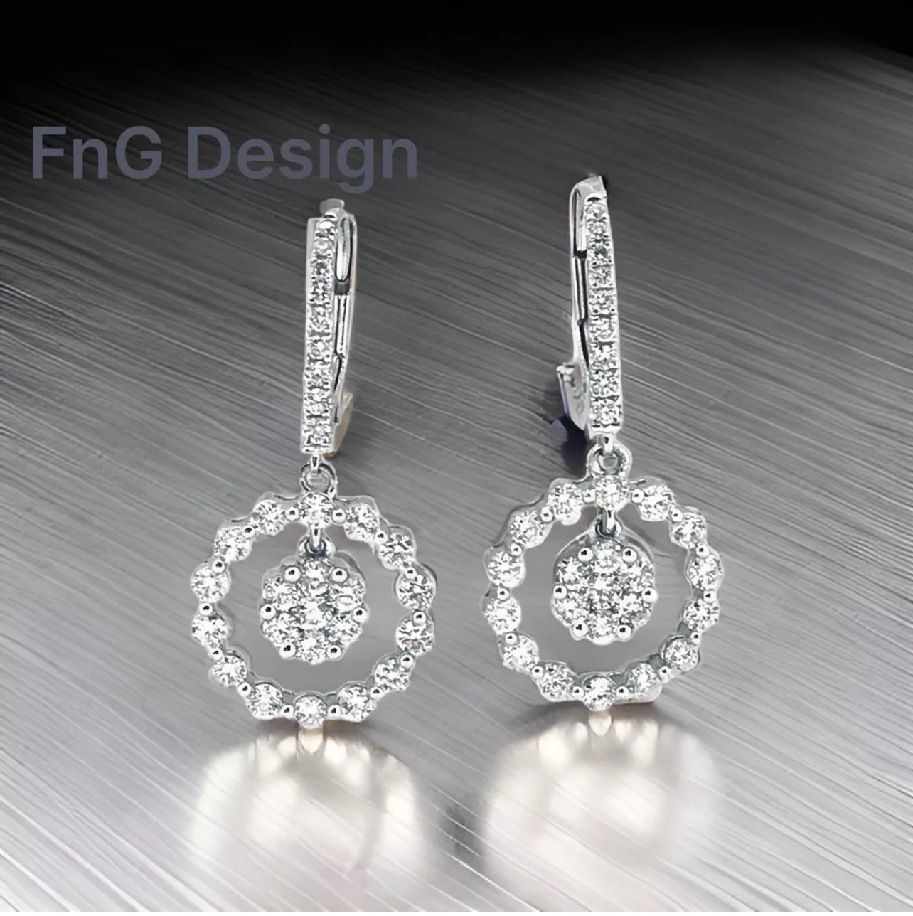 1.82 Total Carat Weight Diamonds 18K White Gold Earrings