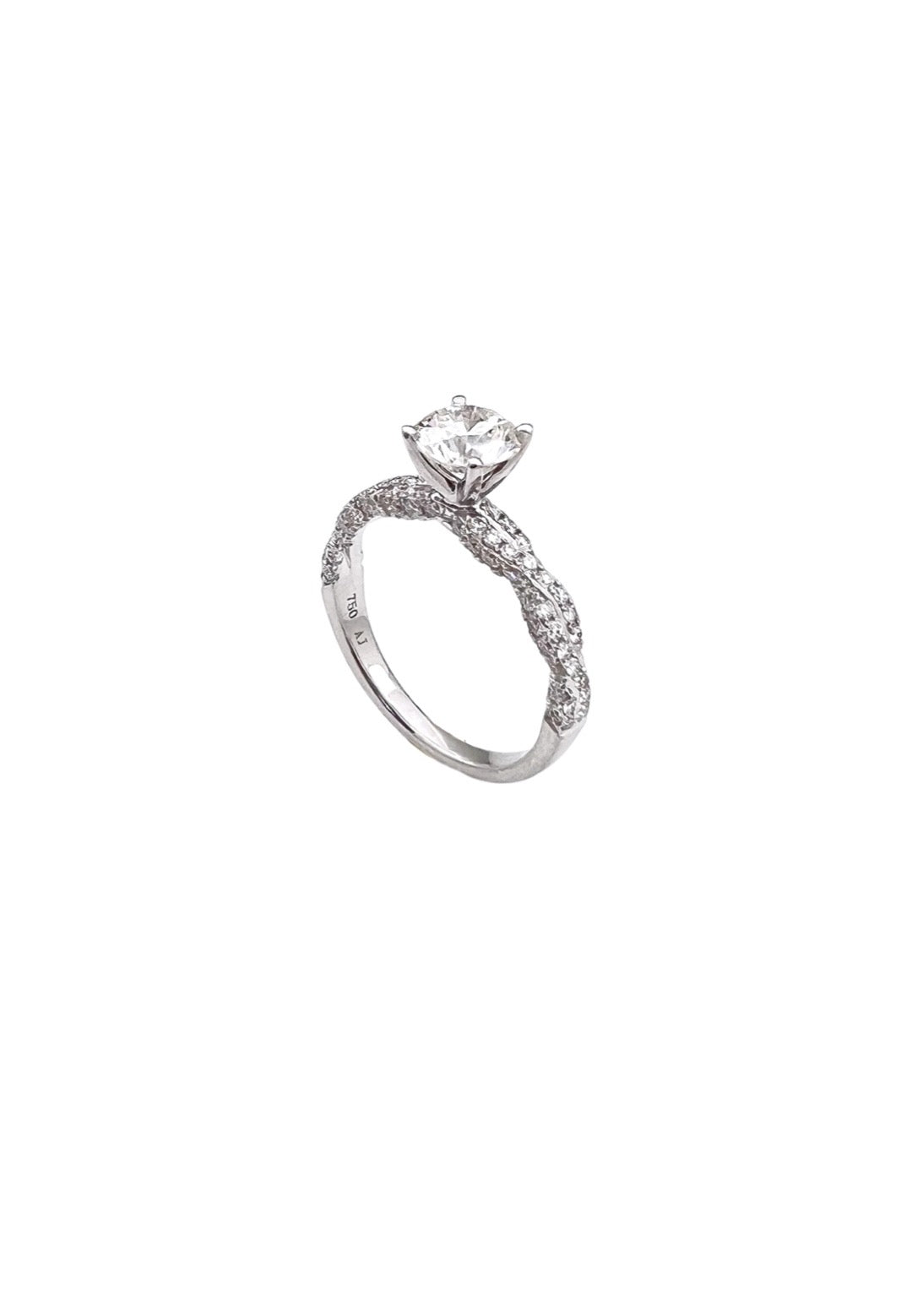 1.01 Carats Natural Diamond (Center Stone) VS1 Certified W/ 1.00 Carats Diamonds 18Kt White Gold Ring