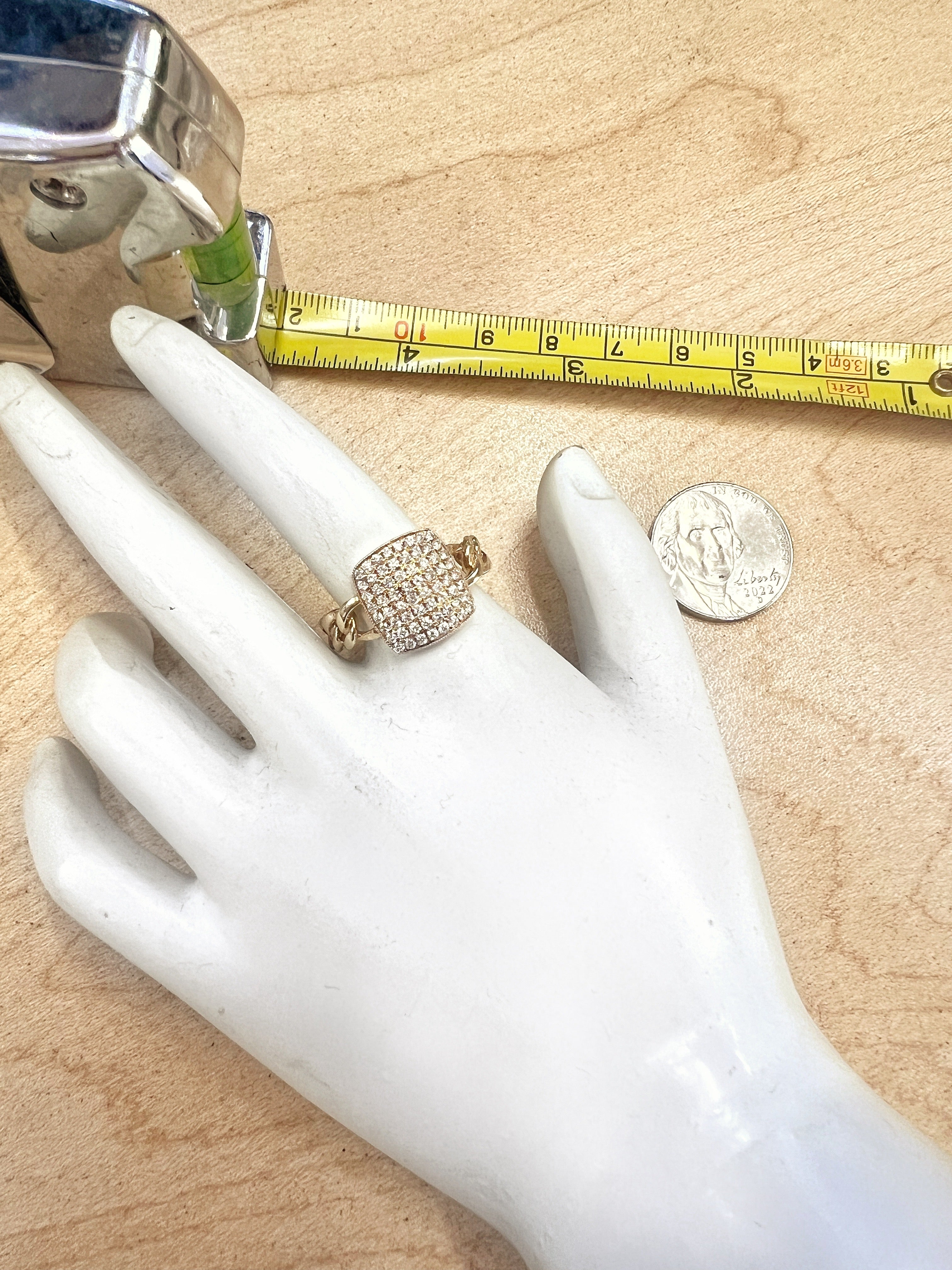 0.45 Carats Diamonds VS2 Set In 14 Karat Yellow Gold Cuban Ring