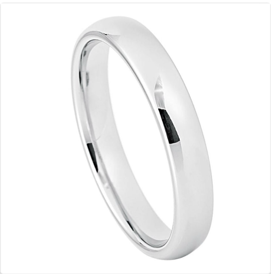 White Tungsten Carbide 4mm ion Plating Domed hi-Polish Ring