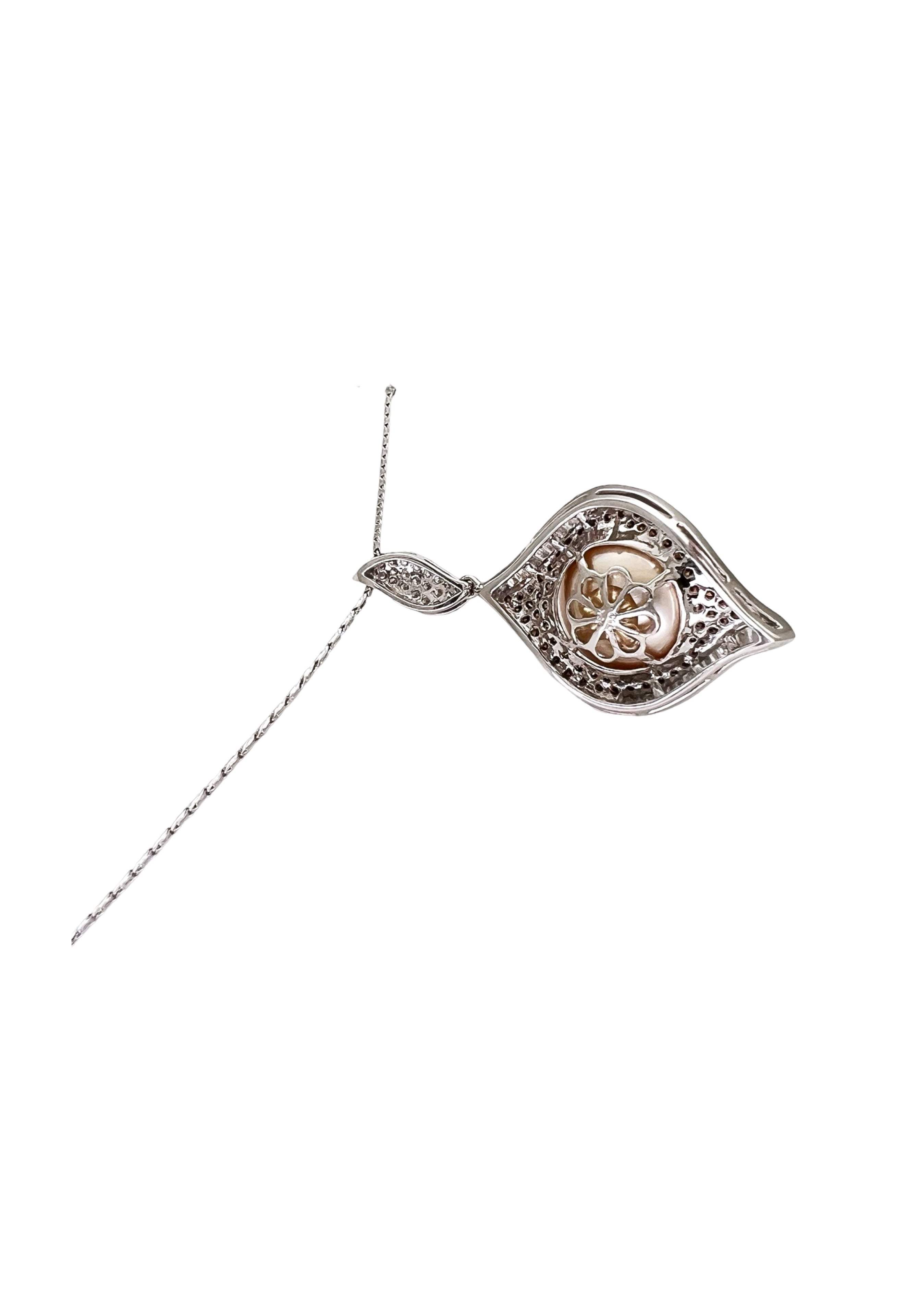 Golden South Sea Pearl, Chocolate And White Diamond Pendant 18K W/18K Chain