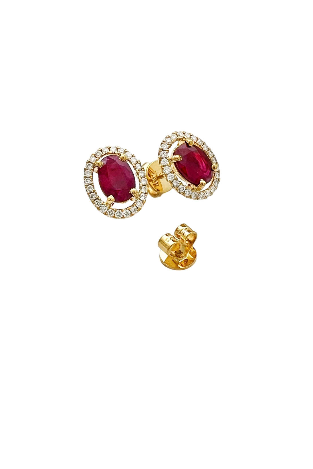1.83 Carats Burma Rubies Heat (Certified) & 0.41 Carats Diamonds VS2 Set Diamonds VS2 Set In 18 Karat Yellow Gold Earrings
