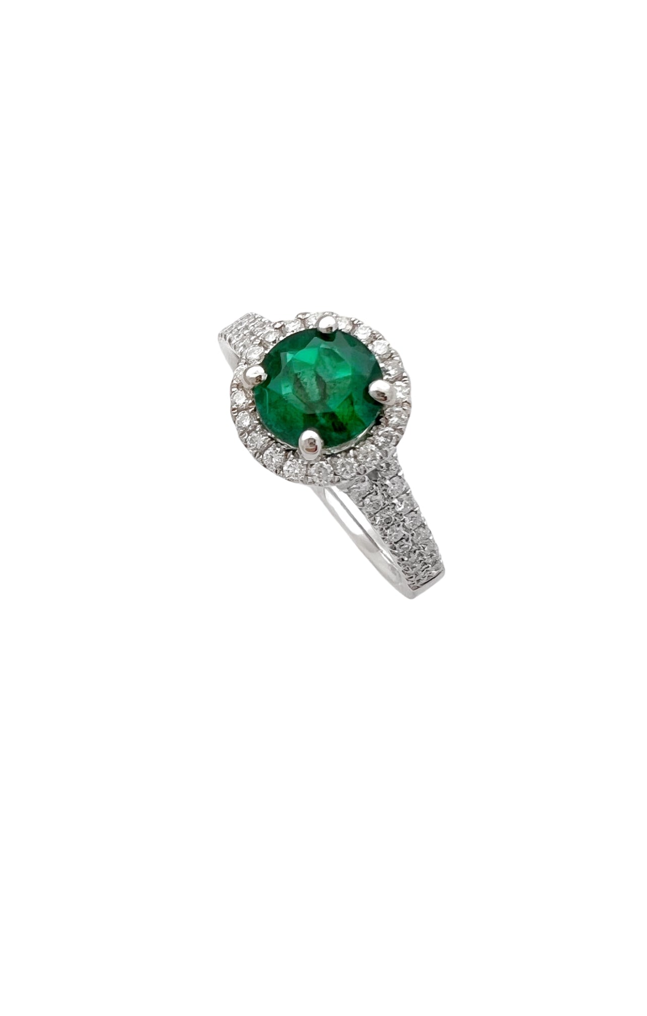 0.84 Carats Colombian Emerald “Trapiche” No-Oil (Certified) & 0.52 Carats Diamonds VS2 Set In 18 Karat White Gold Ring