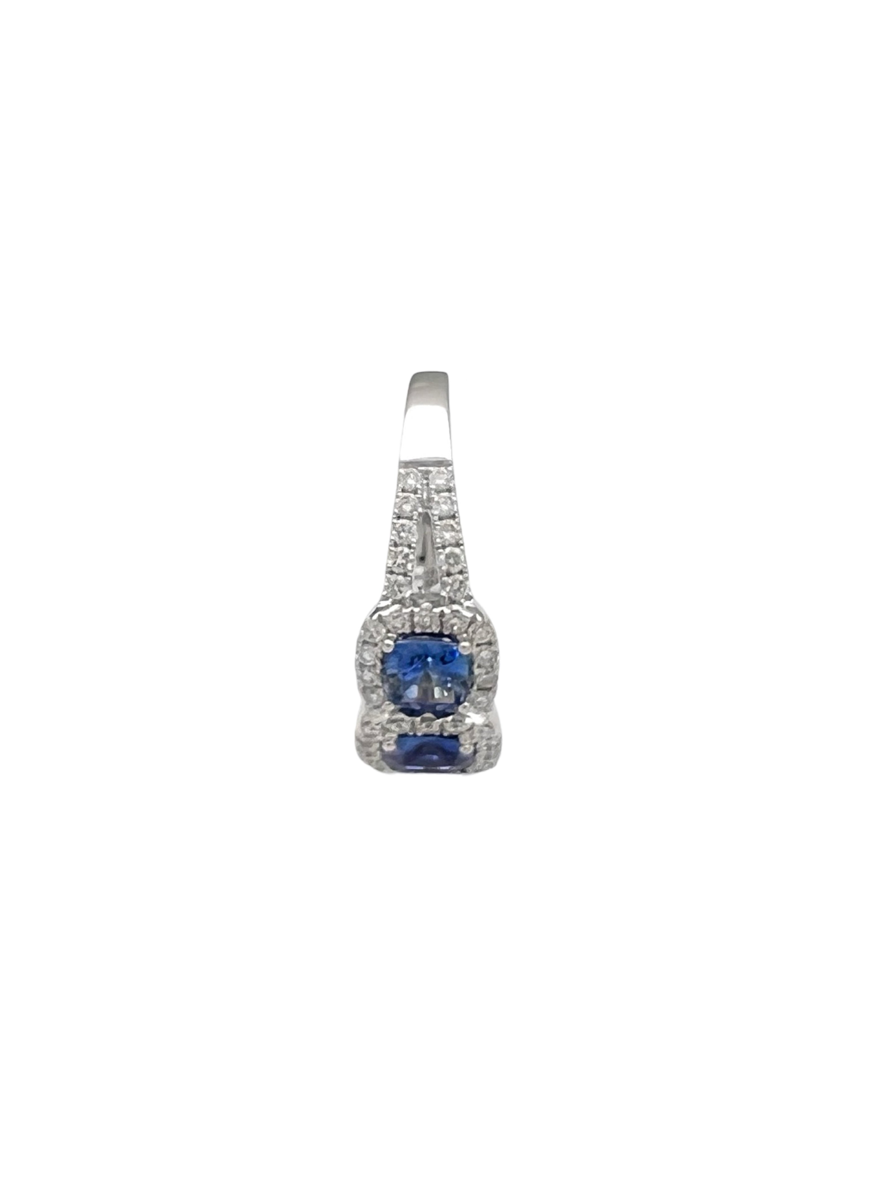 1.56Cts Sapphires Ceylon(Med Blue) 0.75Cts Diamonds 14K White Gold Ring