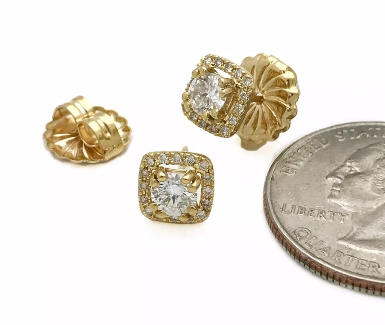0.91 Total Carat Weight Diamonds 14K Yellow Gold Earrings